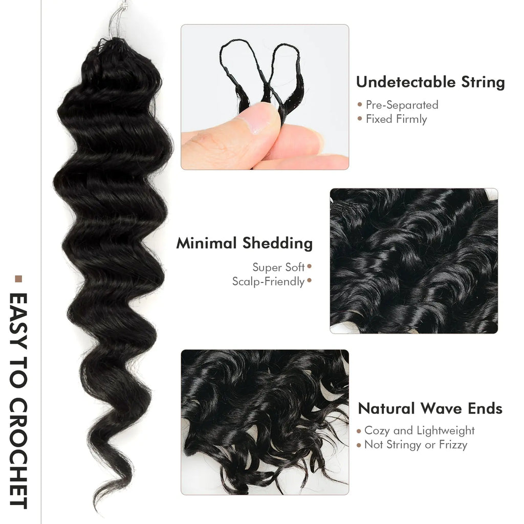Toyotress® Human Crochet Hair Knotless Pre-Separated Human Hair Ocean Wave Crochet Hair Body Wave Extensions Toyotress