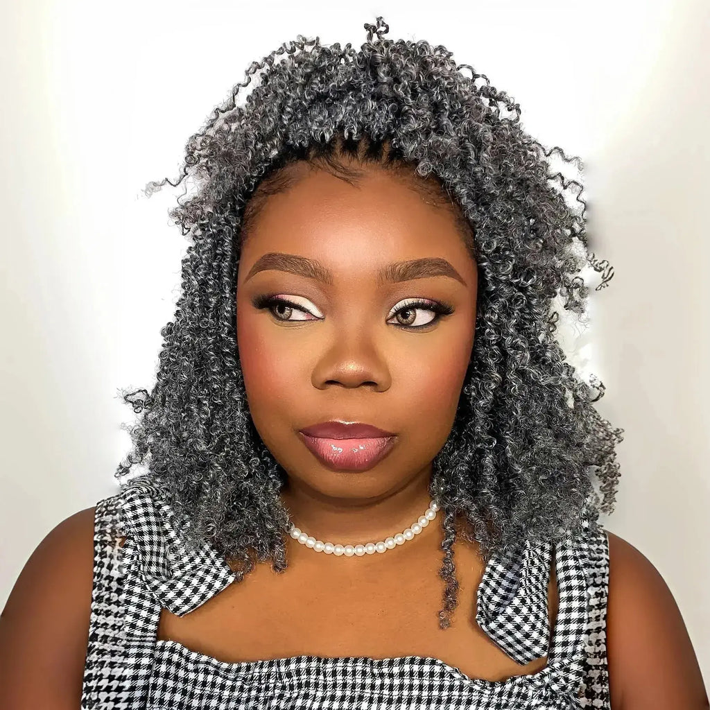 8 Packs YT | Toyotress® Yanky Twist Mix-color Yanky Twist Braiding Hair with Curls Fluffy Marlybob Crochet Hair Pre Twisted Short Passion Twist Crochet Braids Synthetic Hair Extensions for Women Toyotress