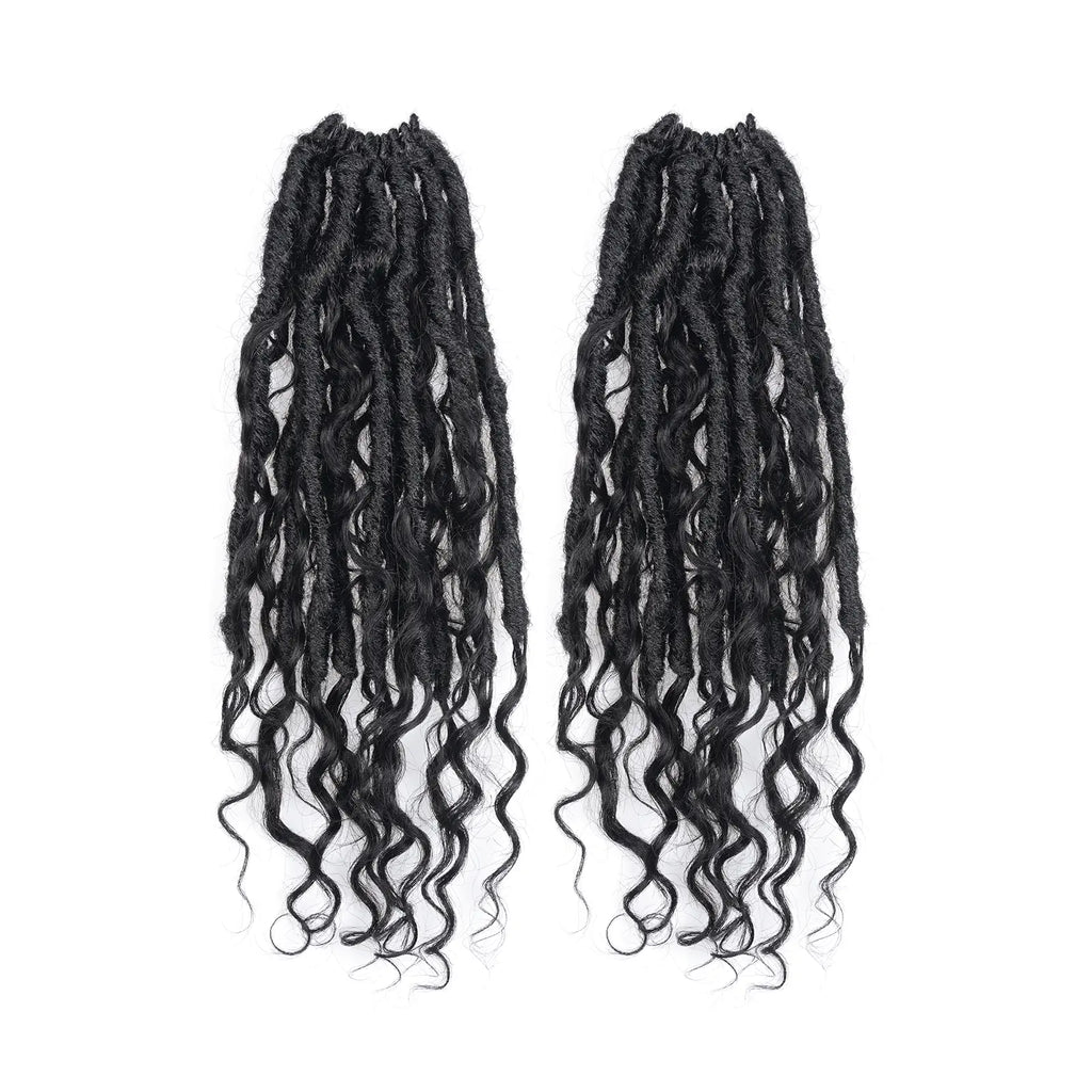 Toyotress Crochet Boho Locs Braiding Hair With Human Hair Curls Pre Looped Goddess Boho Dreadlocks Curly Full Ends Hair Extensions