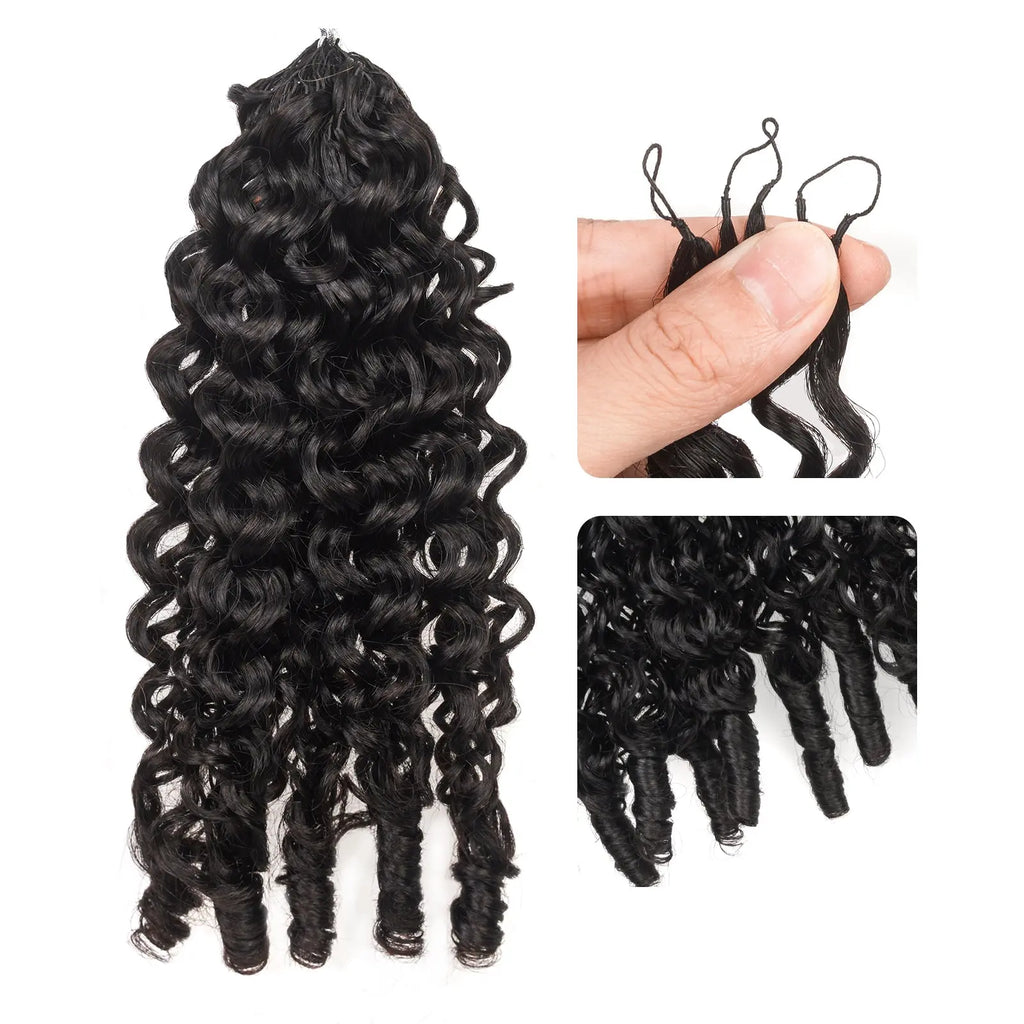 Toyotress® Human Crochet Hair Burmese Curly Hair Feather-Line Invisible Knotless Braiding Hair Extensions Toyotress