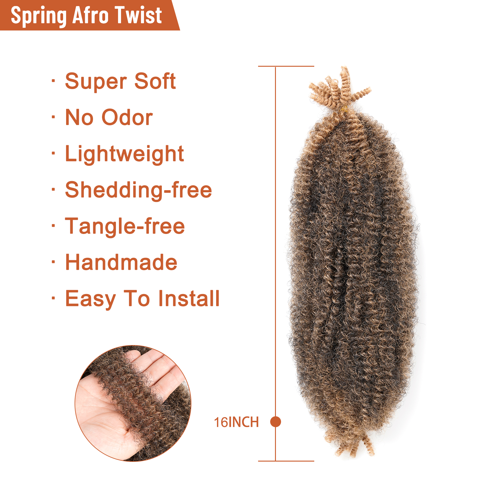 Clearance | Springy Afro Twist Hair 10-24 Inch 6 Packs | Pre-sectioned Afro Kinky Marley Twist Braiding Hair