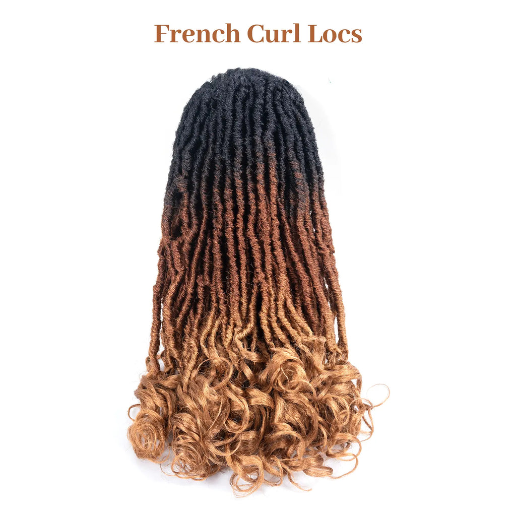 ( US ONLY) FAST SHIPPING FC | Toyotress® French Curl Locs Crochet Hair Curly Faux Locs 8 Packs Black Pre-Looped Crochet Hair with Curly ends Crochet Hair with Soft Curly Wave Ends Hair Extensions Toyotress