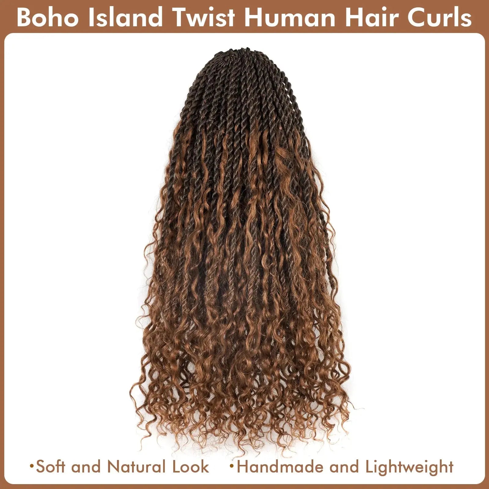 8 Packs | Toyotress® HBIT Boho Island Twist with Human Hair Curls Crochet Hair Senegalese Twist Pre Looped Braiding Hair With Human Hair Curly Ends Toyotress