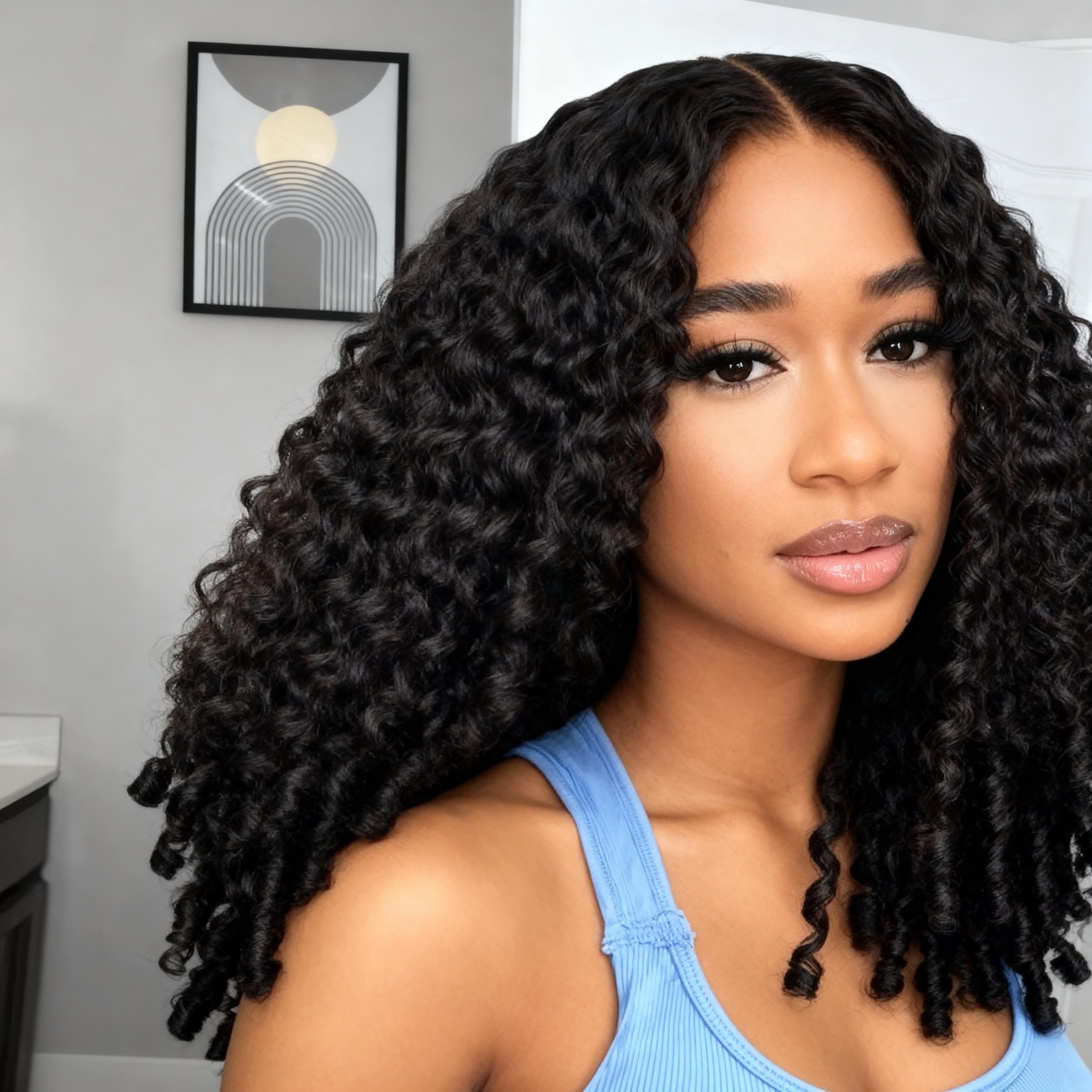Toyotress® Human Crochet Hair Burmese Curly Hair Feather-Line Invisible Knotless Braiding Hair Extensions Toyotress