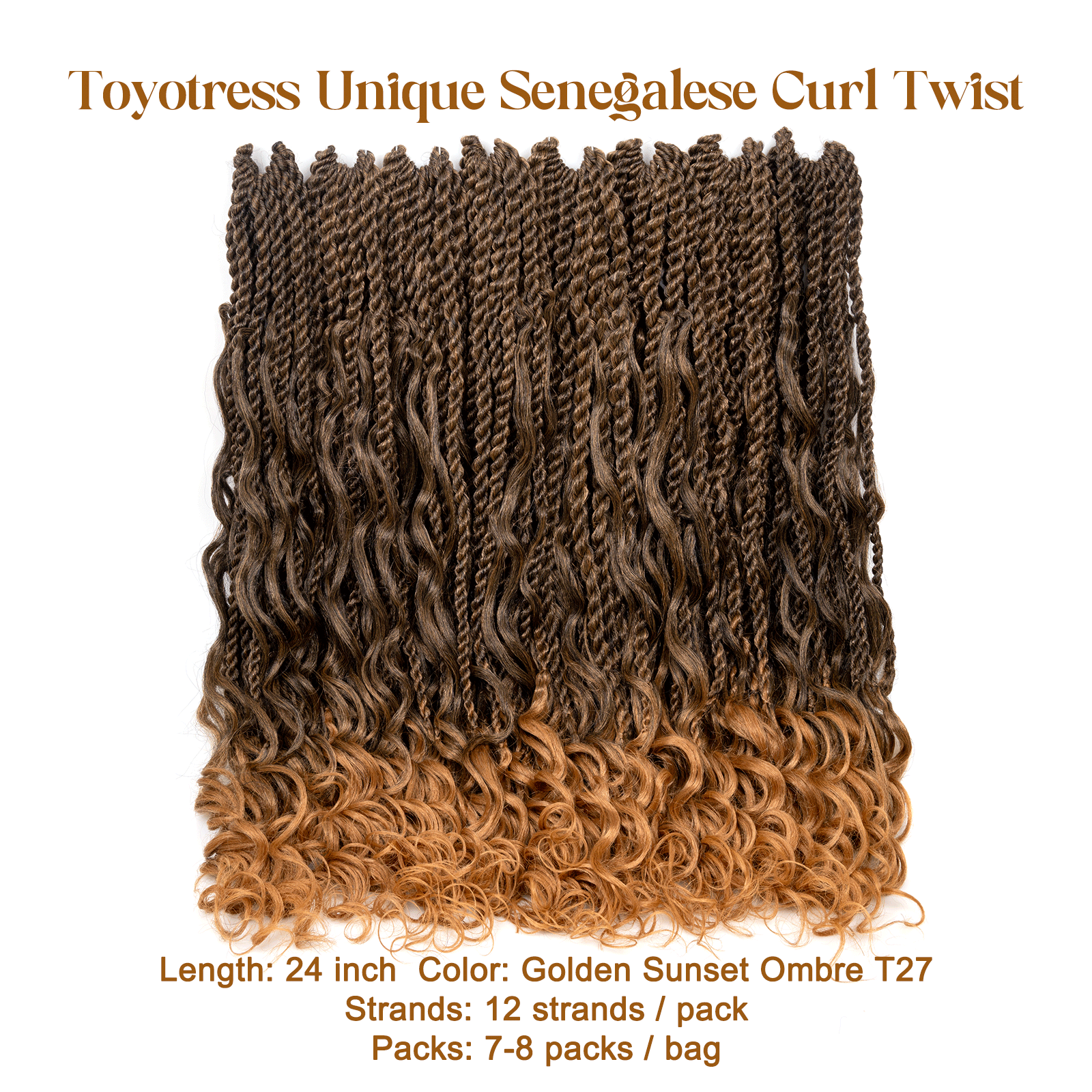 Toyotress Unique Boho Island Twist with Curls Crochet Hair | Crochet Senegalese Twist Pre Looped Senegalese Twist Braiding Hair Wth Curly Ends Crochet for women