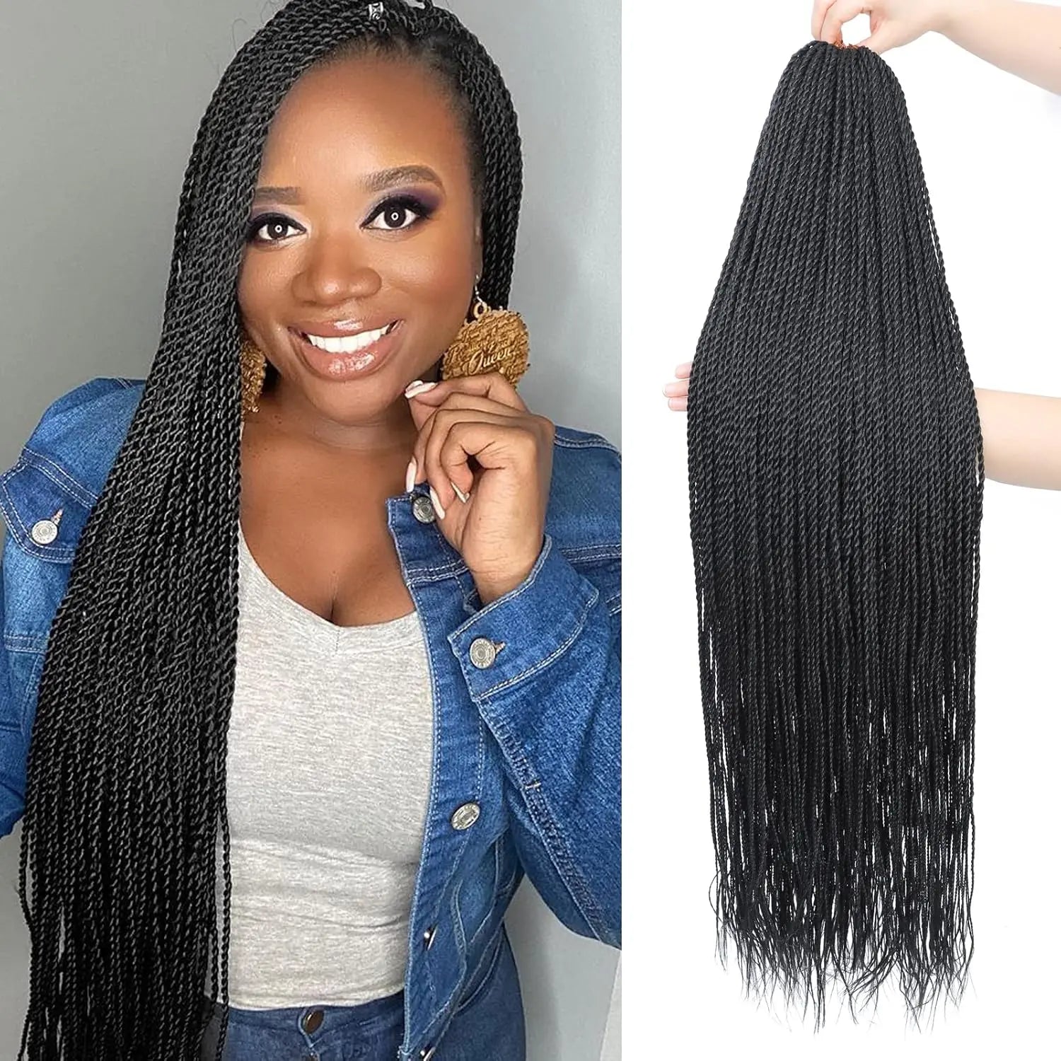 Clearance | Toyotress® Long Crochet Hair Senegalese Twist, 32 Inch 8 Packs Small Crochet Hair For Black Women, 25 Strands/Pack Braids Hair Extensions Crochet Braids Twist (32 Inch, 1B) Toyotress