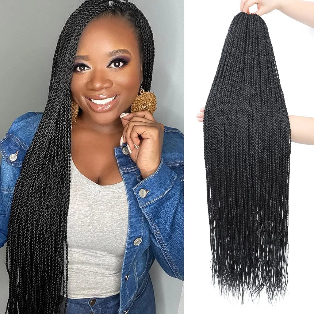 Clearance | Toyotress® Long Crochet Hair Senegalese Twist, 32 Inch 8 Packs Small Crochet Hair For Black Women, 25 Strands/Pack Braids Hair Extensions Crochet Braids Twist (32 Inch, 1B) Toyotress