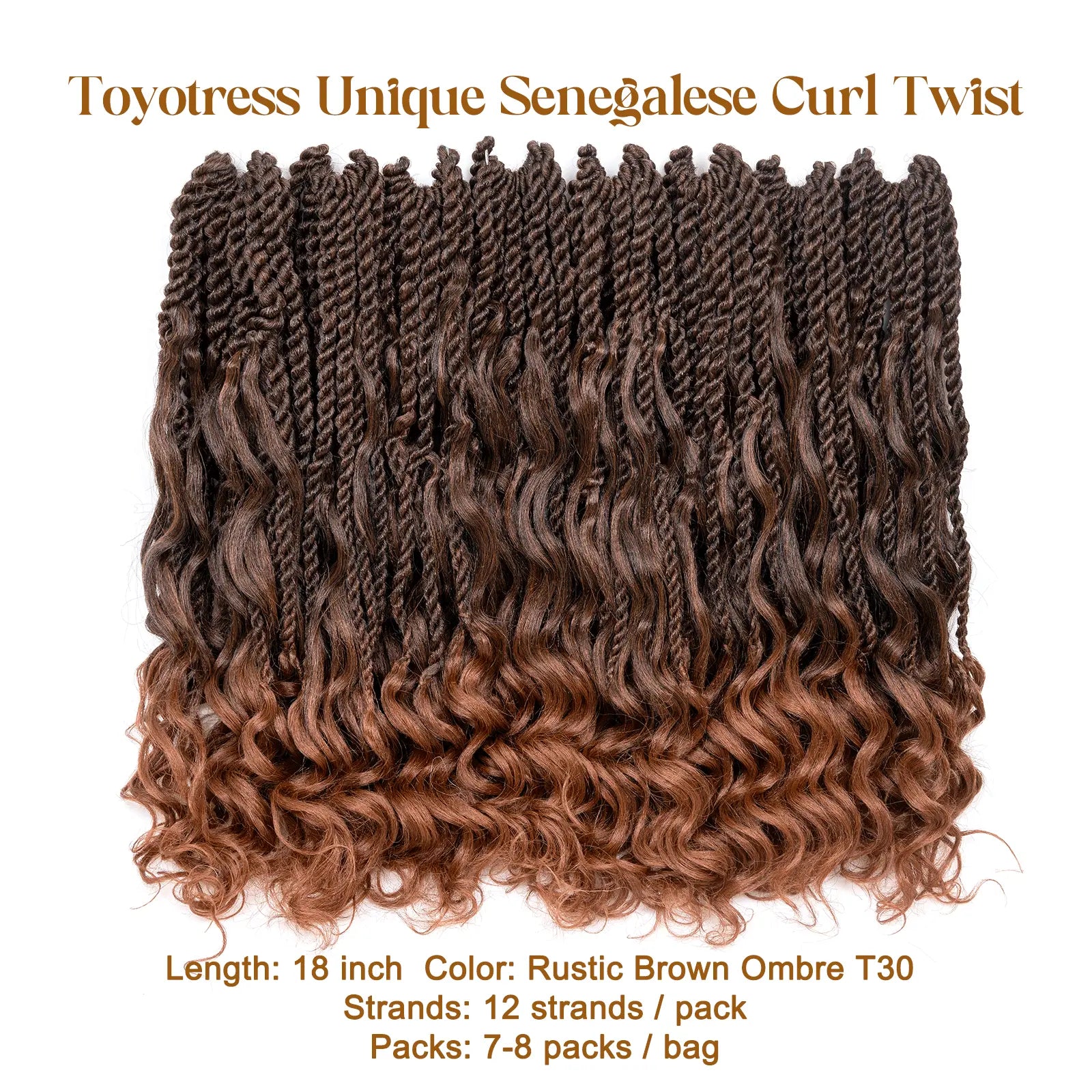 ( US ONLY) FAST SHIPPING ISLAND TWIST | Toyotress® Boho Island Twist Crochet Hair - 8 Packs Short Bob Ombre Brown Boho Havana Twist Crochet Braids Synthetic Braiding Hair Toyotress
