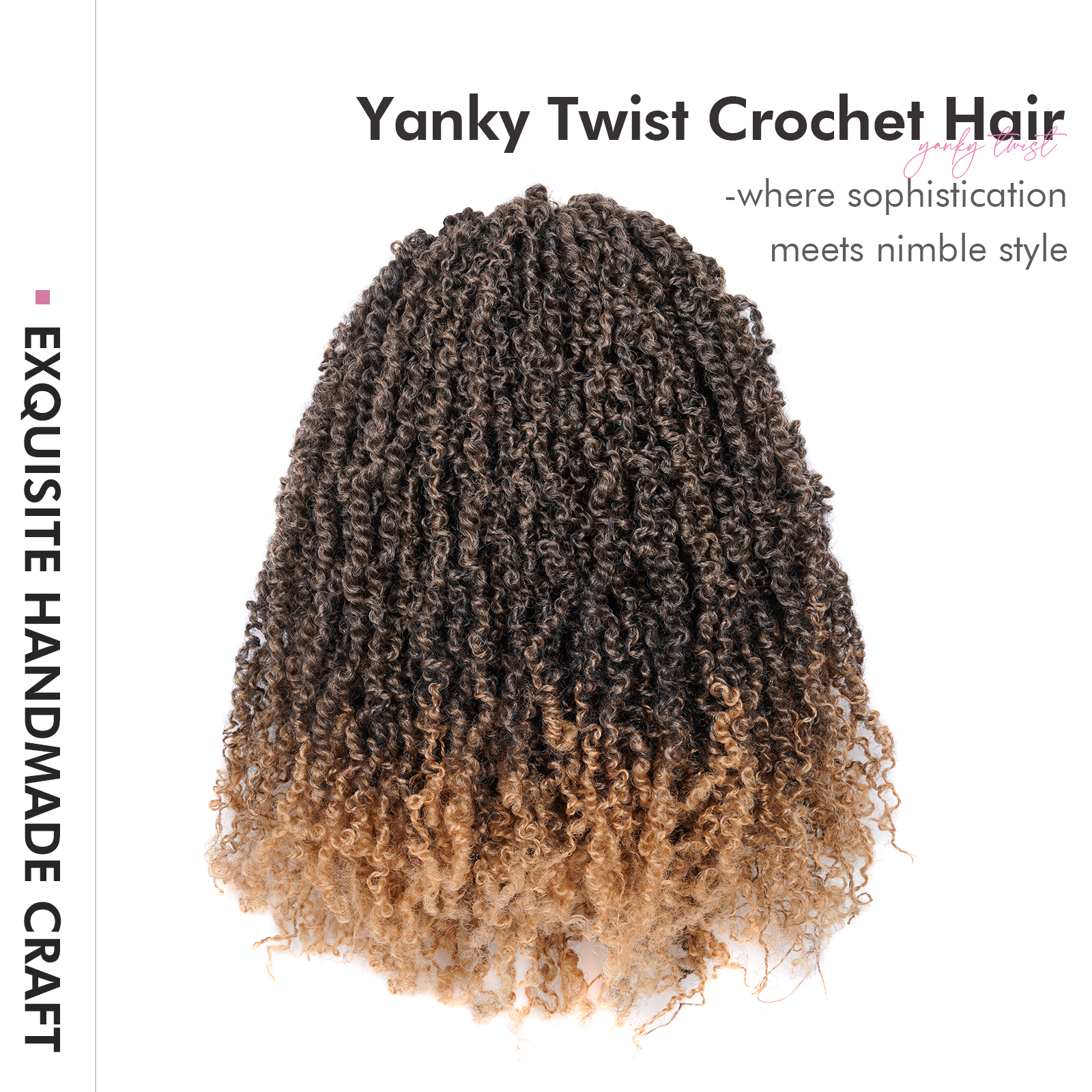 TOYOTRESS 8-16 Inch Pre Looped Mini Passion Twist Yanky Twist Braiding Hair with Curls 8 Packs Fluffy Marlybob Crochet Hair Pre Twisted Short Passion Twist Crochet Braids Synthetic Hair Extensions for Women