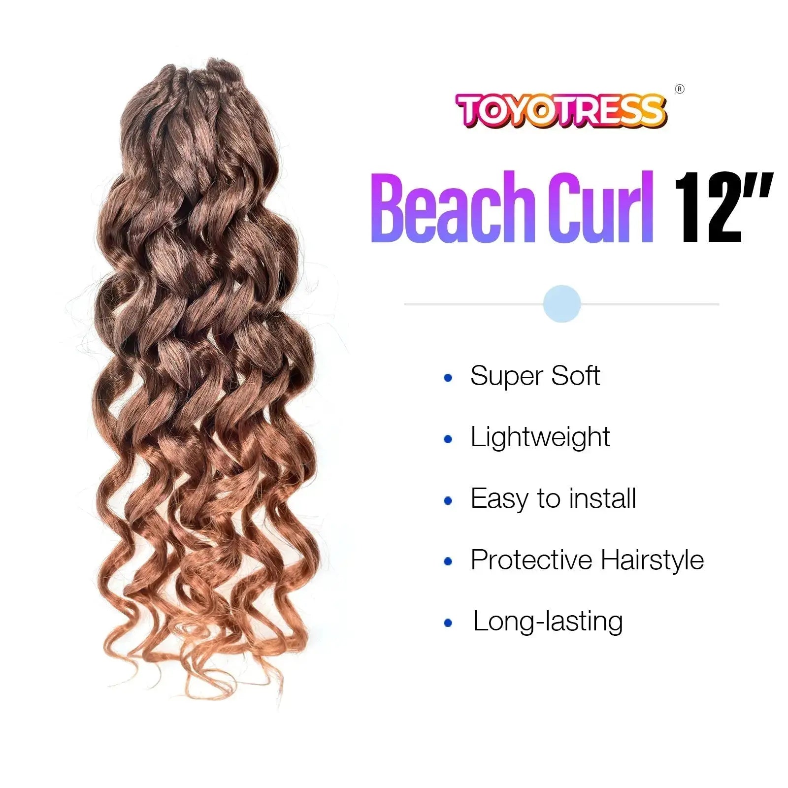 1 Pack GOGO CURL | Toyotress® Freetress Beach Curl Crochet Hair Gogo Curl Jamaican Bounce Wavy Curly Pre-Looped Synthetic Hair Extensions Toyotress