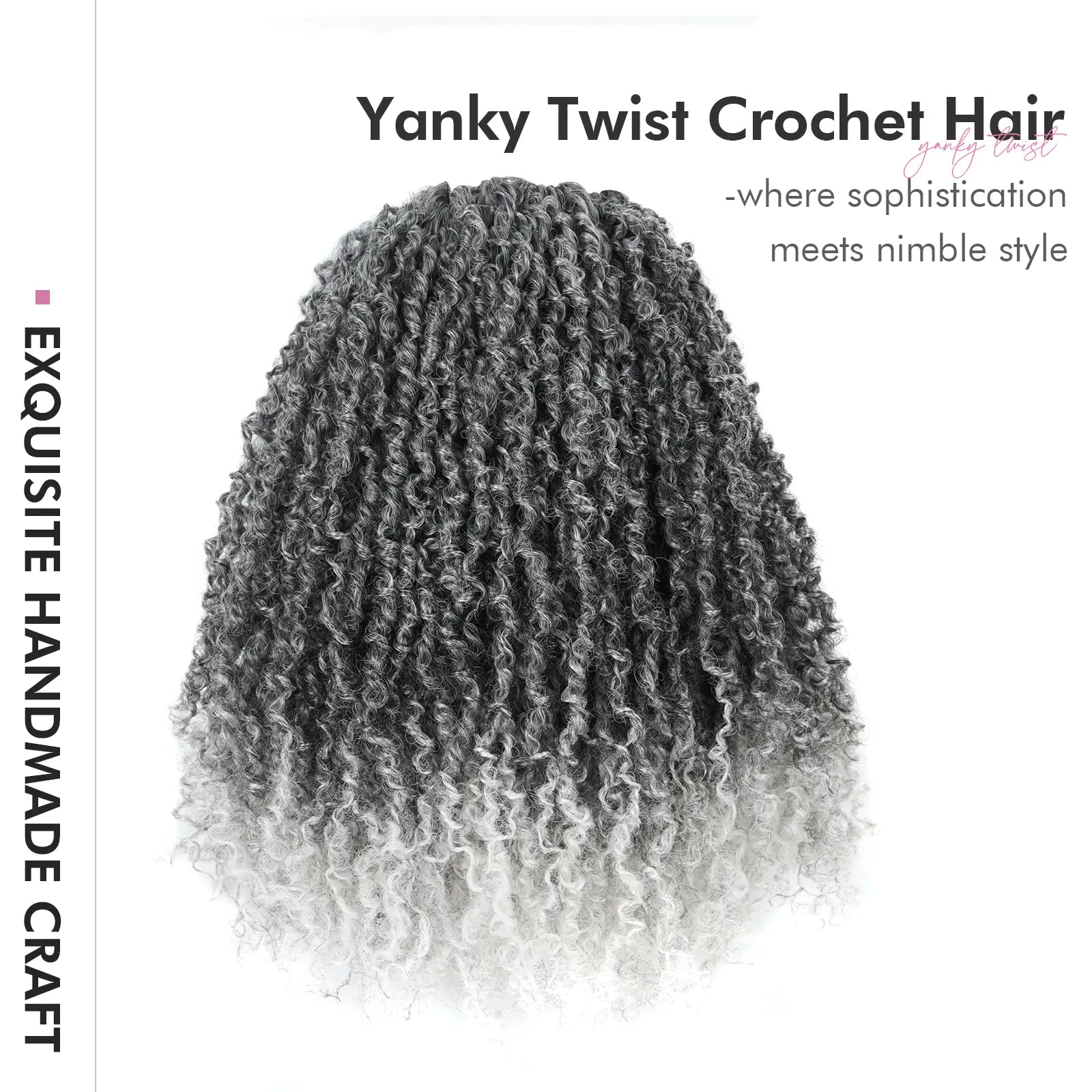 8 Packs YT Gray | Toyotress® Yanky Twist Crochet Hair Mini Passion Twist Short Passion Twist Pre Twisted Bob Twist Hair Extensions