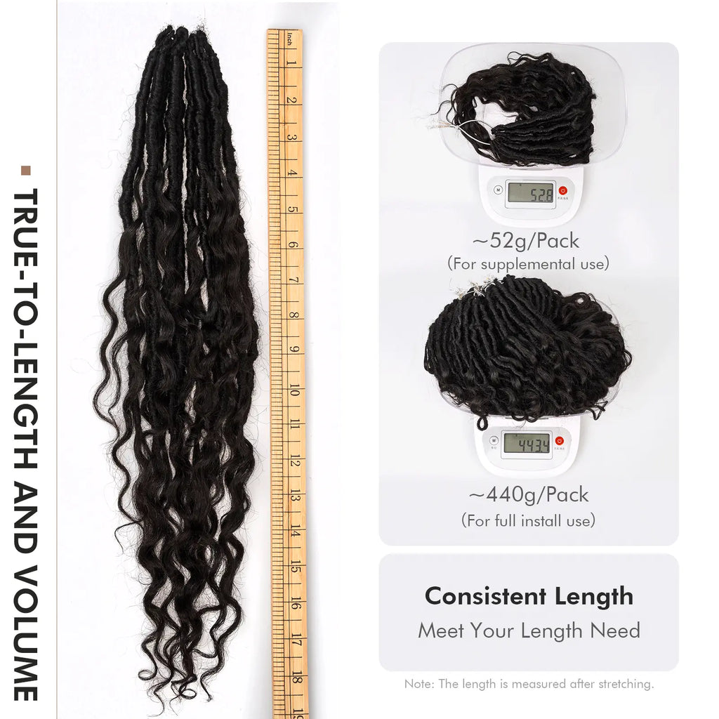8 Packs HDBL  | Toyotress® 100% Boho Locs Human Hair Boho Faux Locs With Curls Pre-Looped Goddess Locs Toyotress