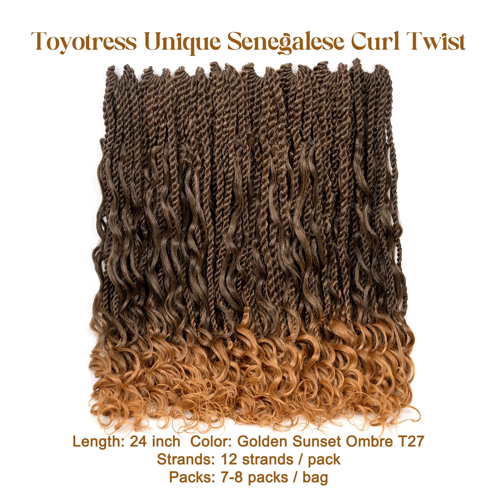 Toyotress Unique Boho Island Twist with Curls Crochet Hair 1 Pack | Crochet Senegalese Twist Pre Looped Senegalese Twist Braiding Hair Wth Curly Ends Crochet for women Toyotress