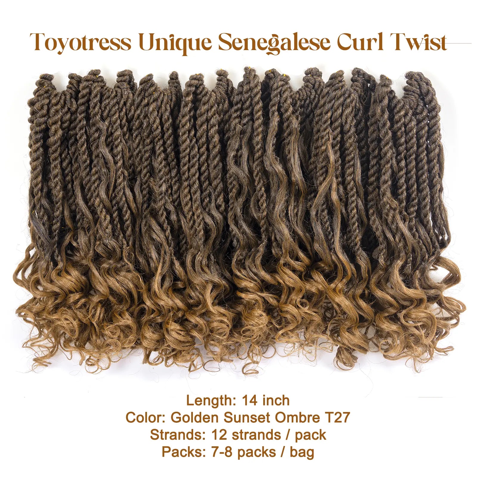 Toyotress Unique Boho Island Twist with Curls Crochet Hair 1 Pack | Crochet Senegalese Twist Pre Looped Senegalese Twist Braiding Hair Wth Curly Ends Crochet for women Toyotress