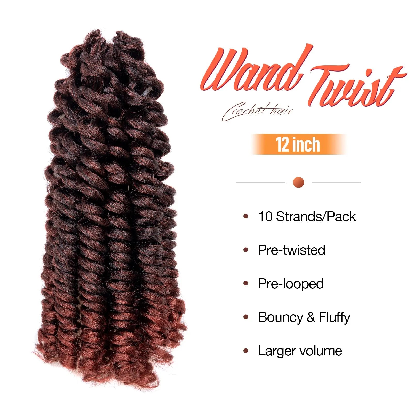 Clearance | Toyotress Wand Twist Crochet Hair | 10-12 Inch Natural Black Pre-twisted Jamaican Bounce Wand Twist Crochet Braids Synthetic Braiding Hair Extensions Toyotress