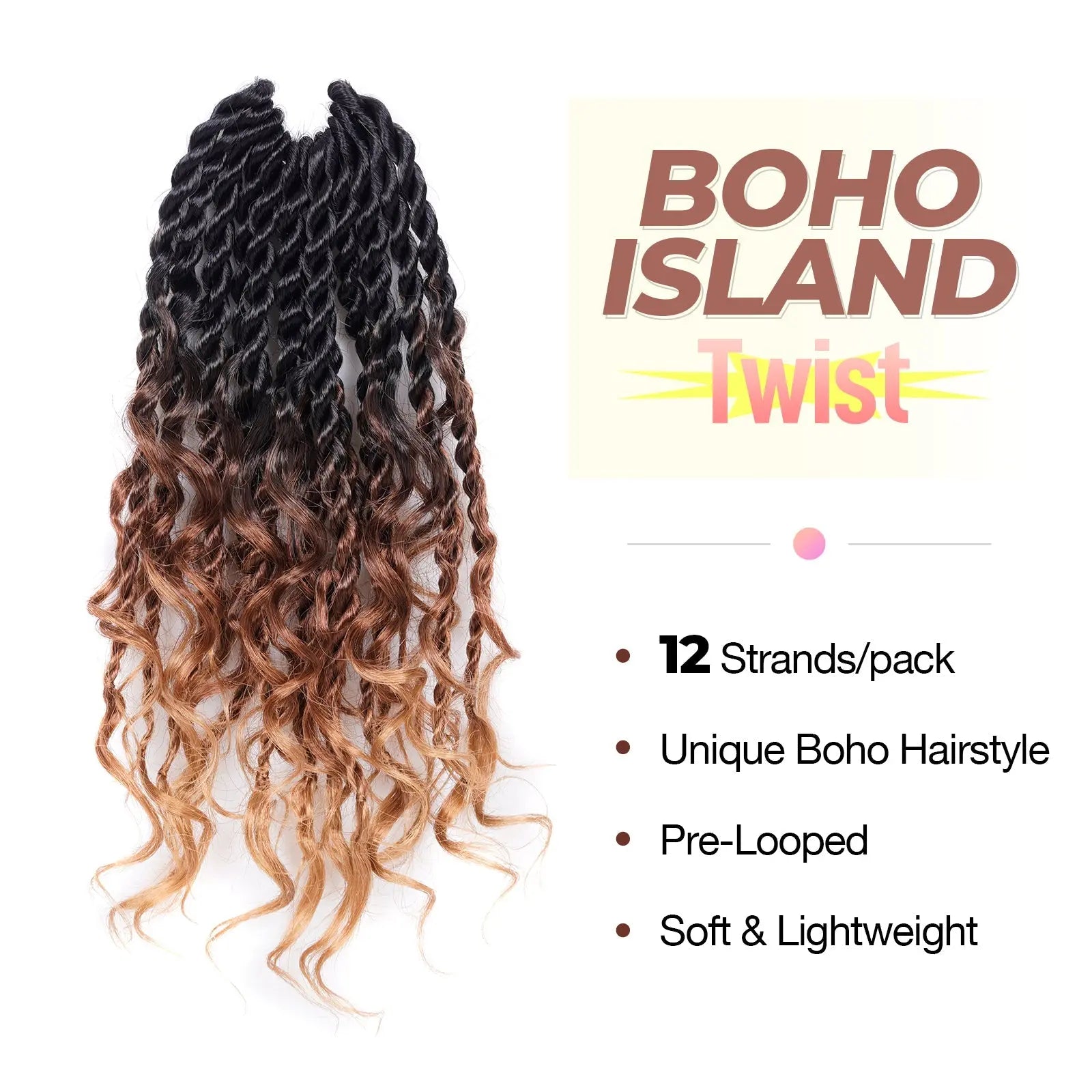 Toyotress Unique Boho Island Twist with Curls Crochet Hair 1 Pack | Crochet Senegalese Twist Pre Looped Senegalese Twist Braiding Hair Wth Curly Ends Crochet for women Toyotress