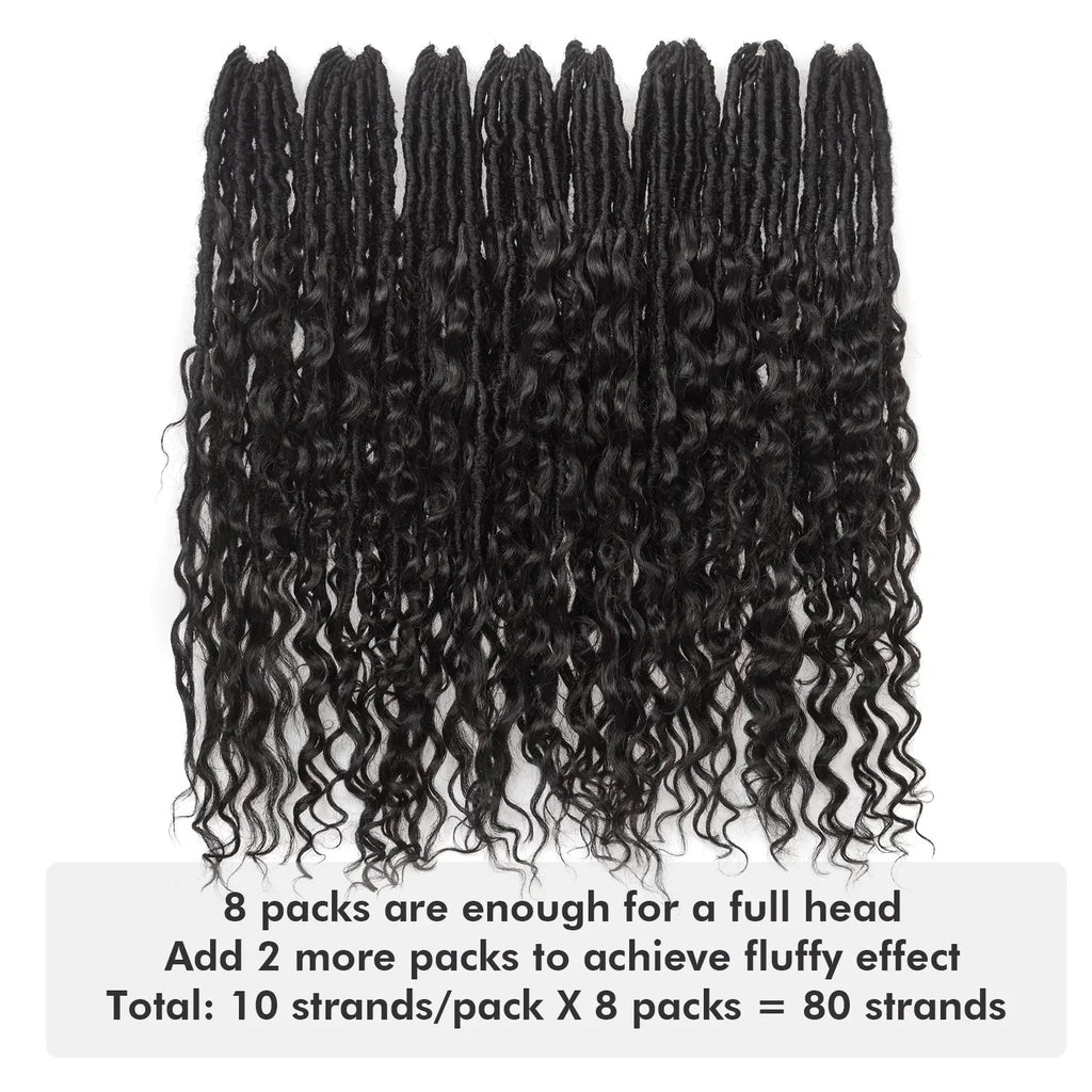 8 Packs HDBL  | Toyotress® 100% Boho Locs Human Hair Boho Faux Locs With Curls Pre-Looped Goddess Locs Toyotress