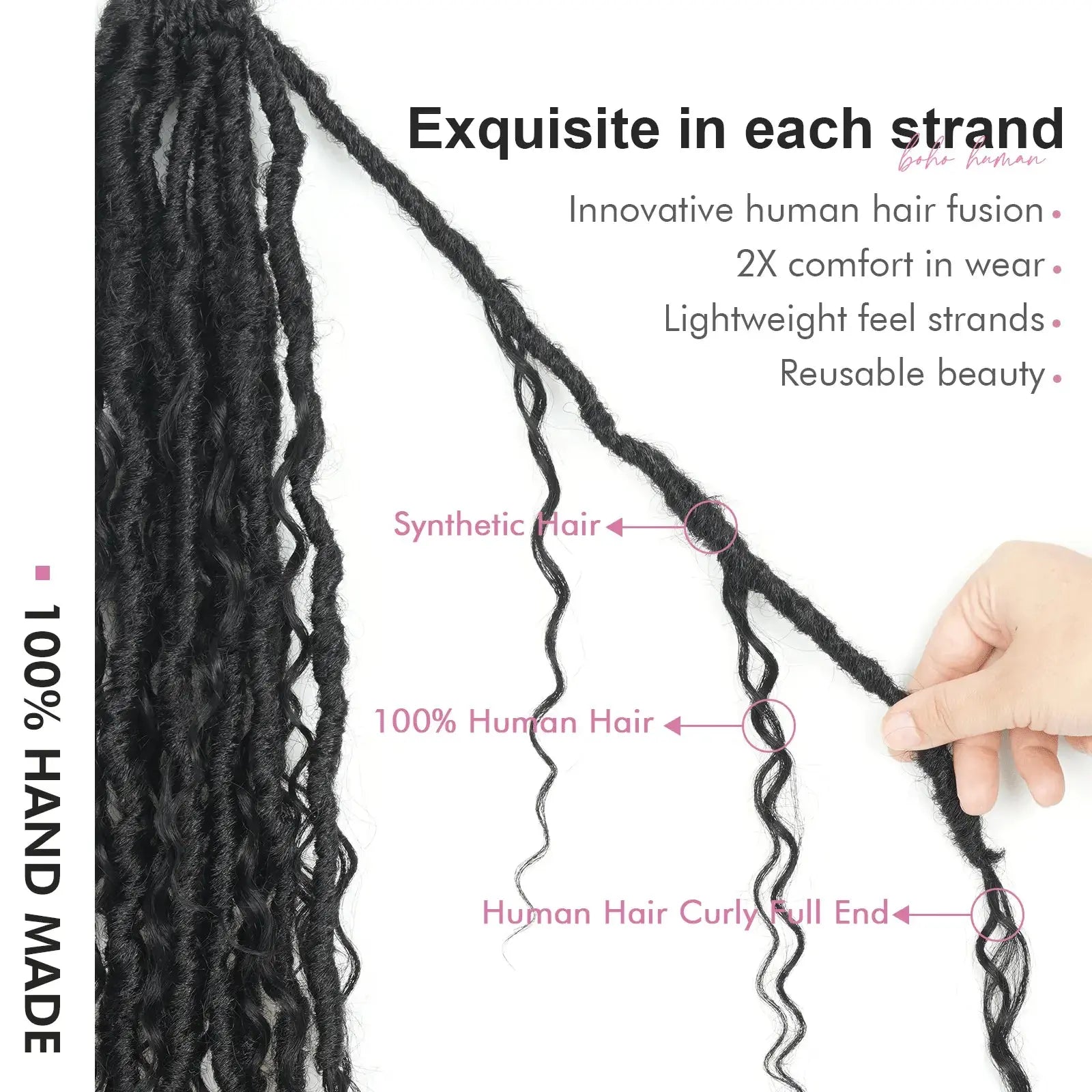 Toyotress Boho Locs With Human Hair Curls Pre Looped Goddess Boho Dreadlocks Curly Full Ends Hair Extensions