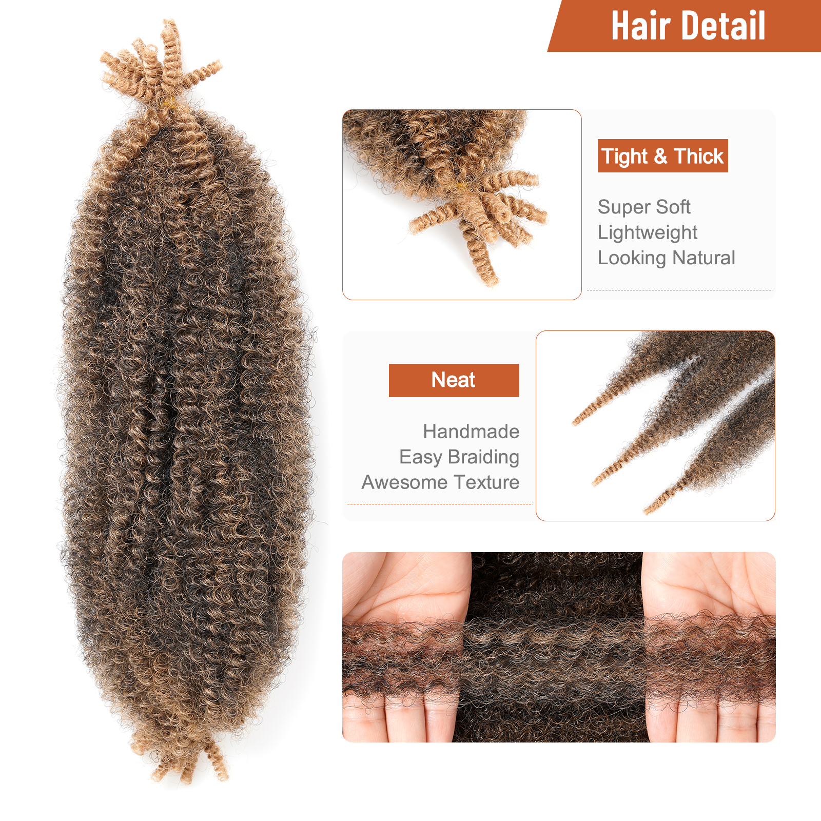 Clearance | Springy Afro Twist Hair 10-24 Inch 6 Packs | Pre-sectioned Afro Kinky Marley Twist Braiding Hair