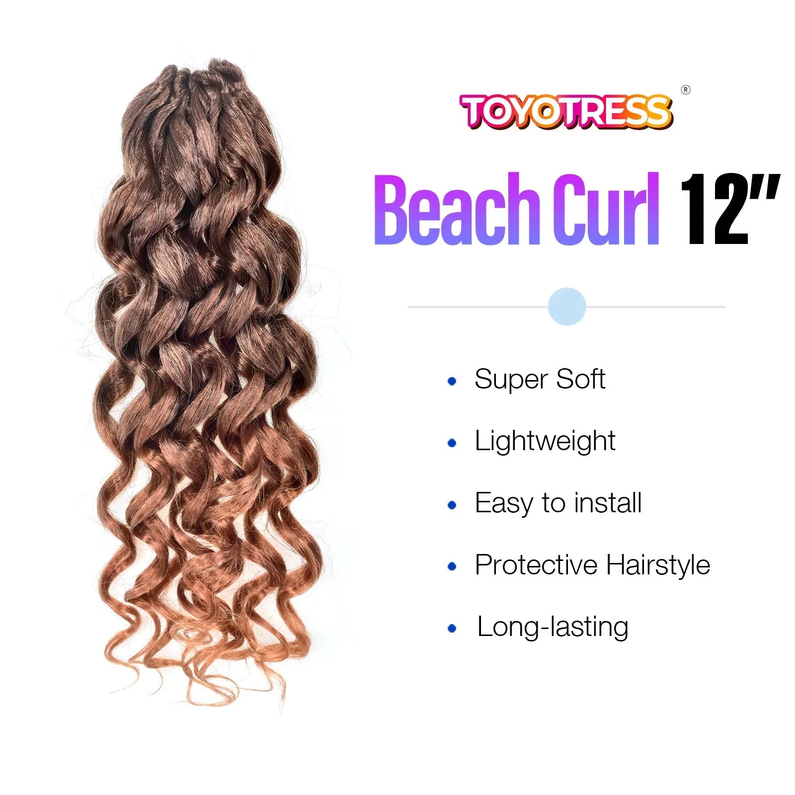 1 Pack GOGO CURL | Toyotress® Freetress Beach Curl Crochet Hair Gogo Curl Jamaican Bounce Wavy Curly Pre-Looped Synthetic Hair Extensions Toyotress