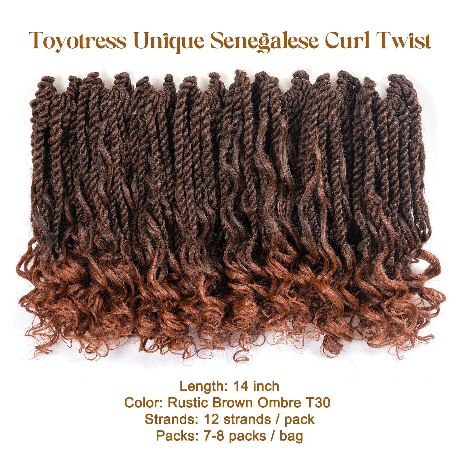 ( US ONLY) FAST SHIPPING ISLAND TWIST | Toyotress® Boho Island Twist Crochet Hair - 8 Packs Short Bob Ombre Brown Boho Havana Twist Crochet Braids Synthetic Braiding Hair Toyotress