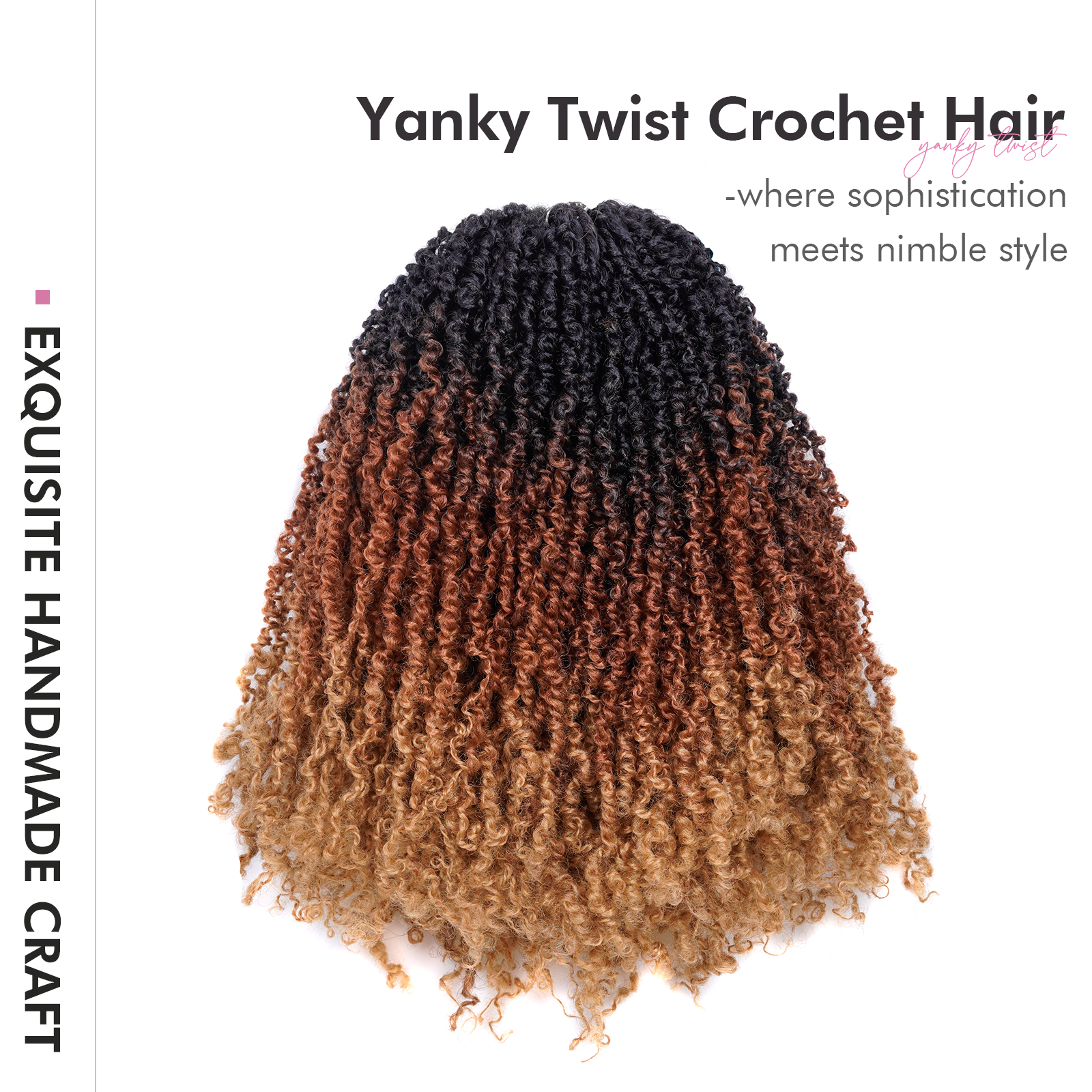 TOYOTRESS 8-16 Inch Yanky Twist 8 Packs | Yanky Twist Braiding Hair with Curls 8 Packs Fluffy Marlybob Crochet Hair Pre Twisted Short Passion Twist Crochet Braids Synthetic Hair Extensions for Women