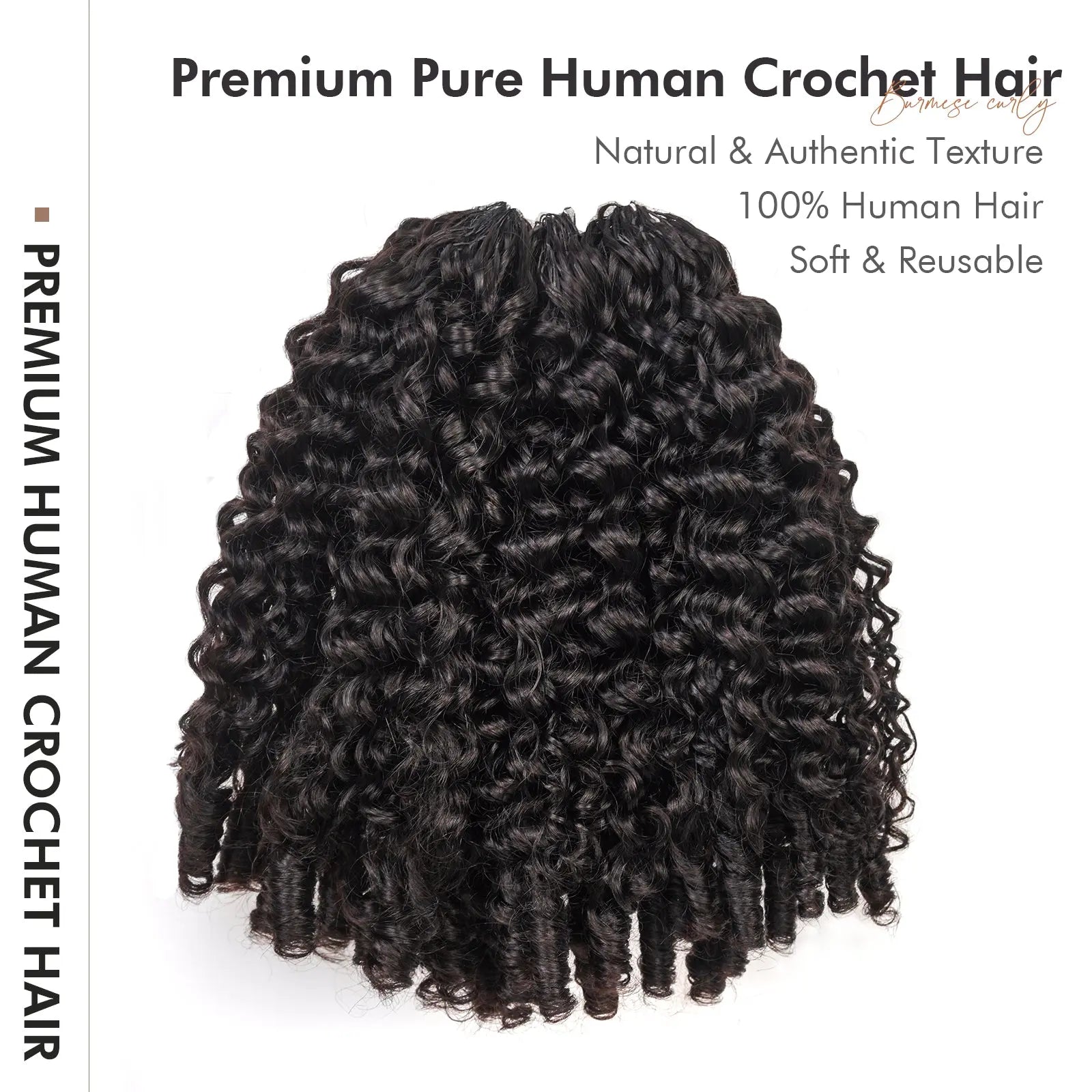 Toyotress® Human Crochet Hair Burmese Curly Hair Feather-Line Invisible Knotless Braiding Hair Extensions Toyotress
