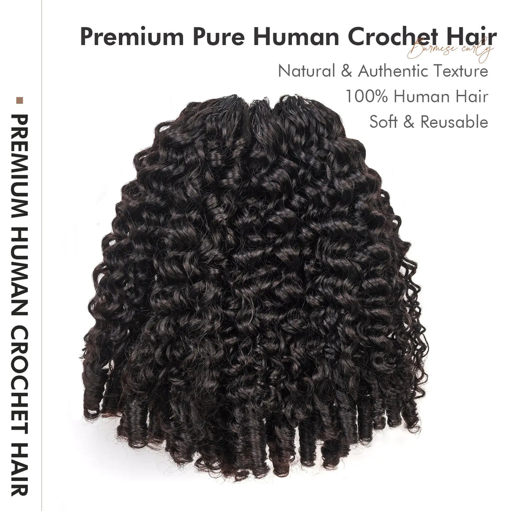Toyotress® Human Crochet Hair Burmese Curly Hair Feather-Line Invisible Knotless Braiding Hair Extensions Toyotress