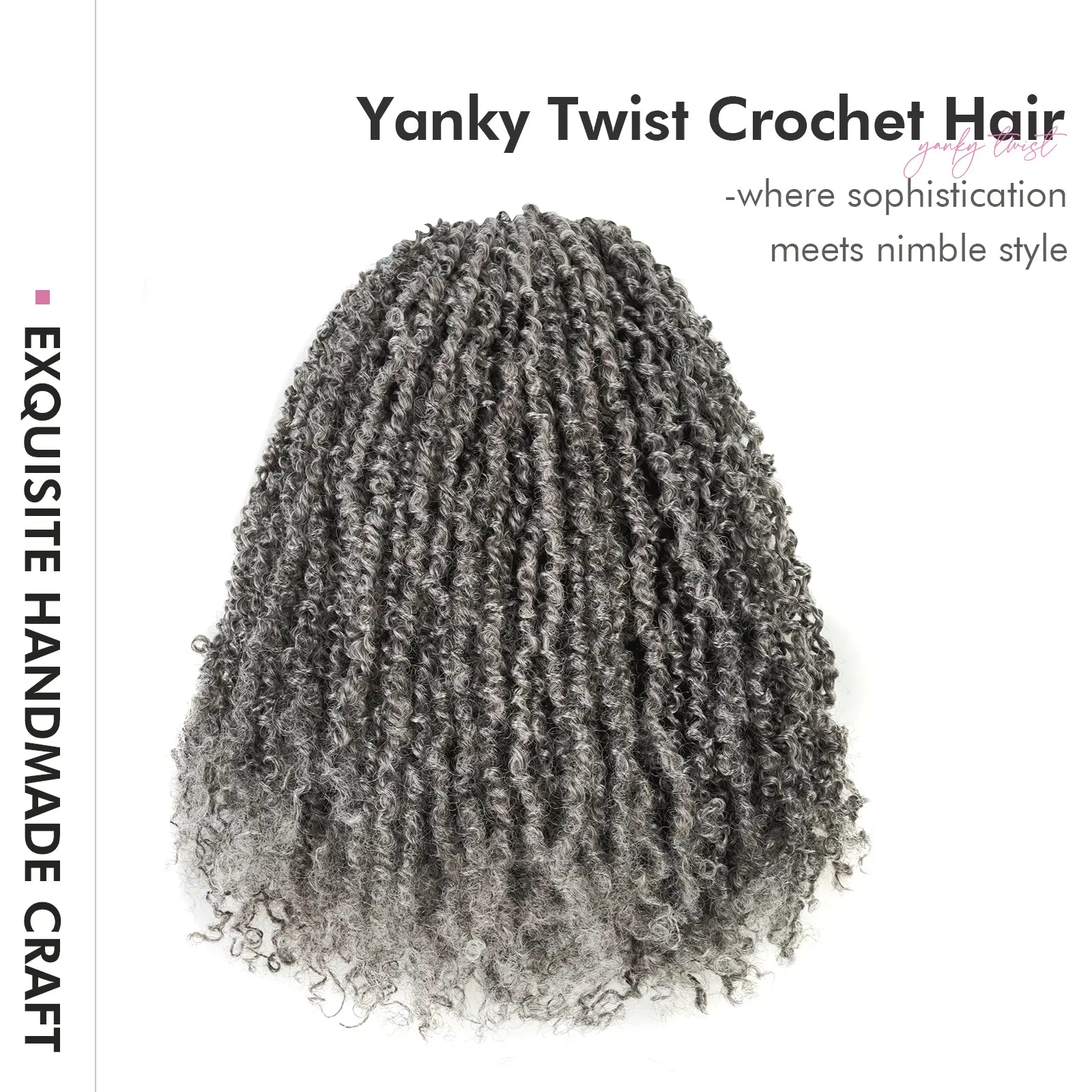 8 Packs YT Gray | Toyotress® Yanky Twist Crochet Hair Mini Passion Twist Short Passion Twist Pre Twisted Bob Twist Hair Extensions