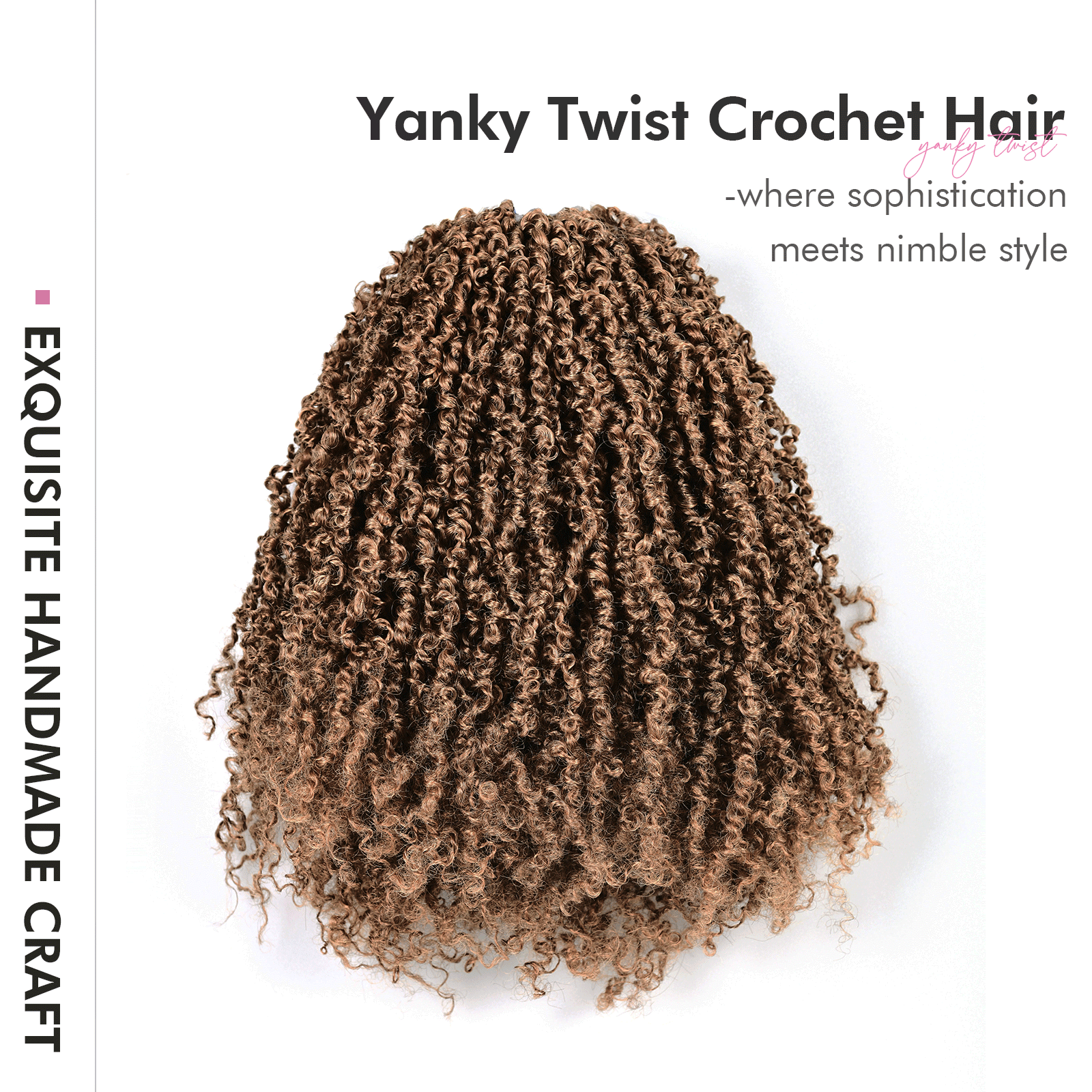 ( US ONLY) FAST SHIPPING YT | Toyotress Mini Passion Twist Yanky Twist Crochet Hair - 8 Packs (30 Strands/Pack) Pre-twisted Fluffy Spring Mini Twist Short Bob Passion Twist, Natural Black Pre-Looped Crochet Braids Braiding Hair