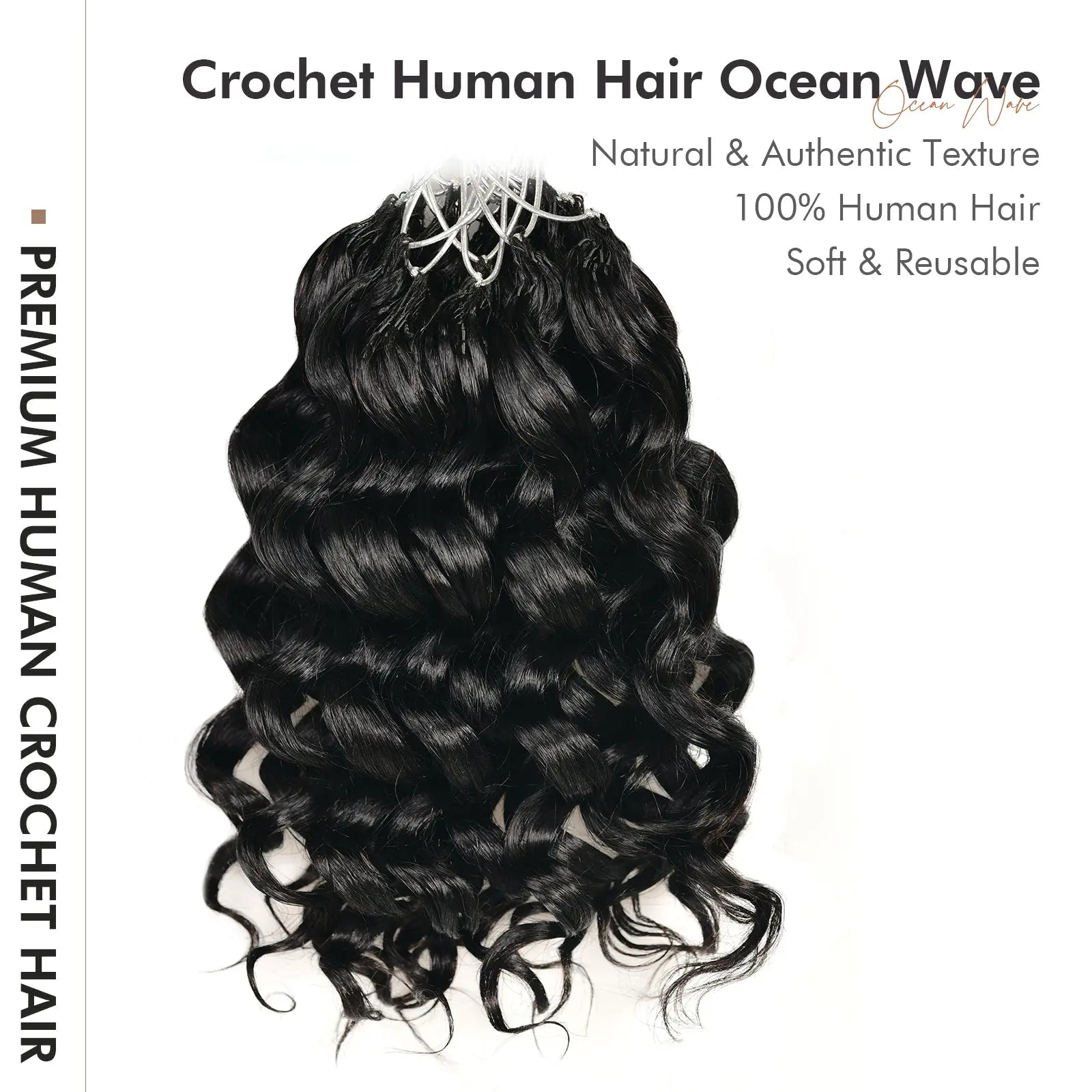Toyotress® Human Crochet Hair Knotless Pre-Separated Human Hair Ocean Wave Crochet Hair Body Wave Extensions Toyotress