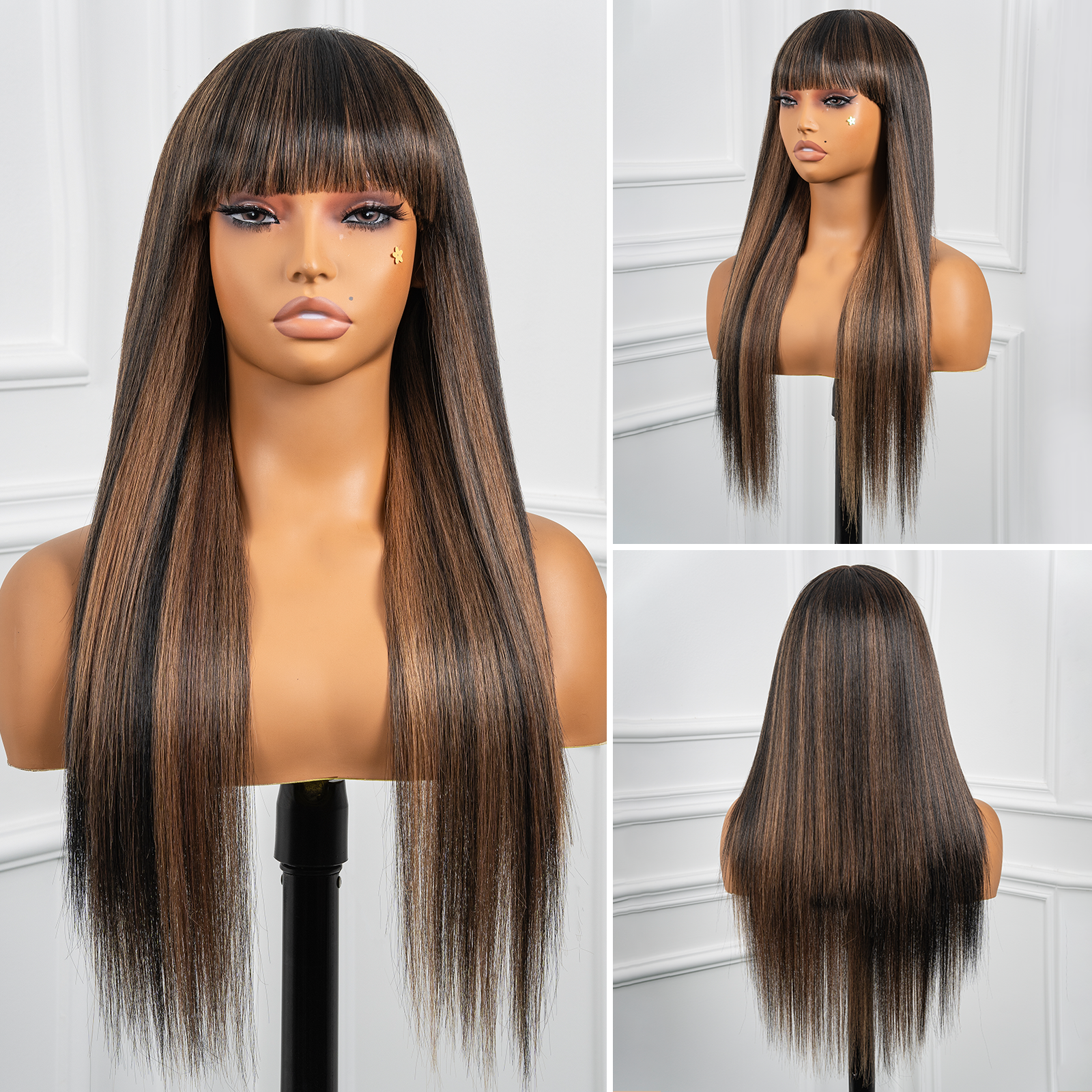 TOYOTRESS AIRY HD LACE MIDDLE PART LONG STRAIGHT  WIG WITH BANGS | 26-32