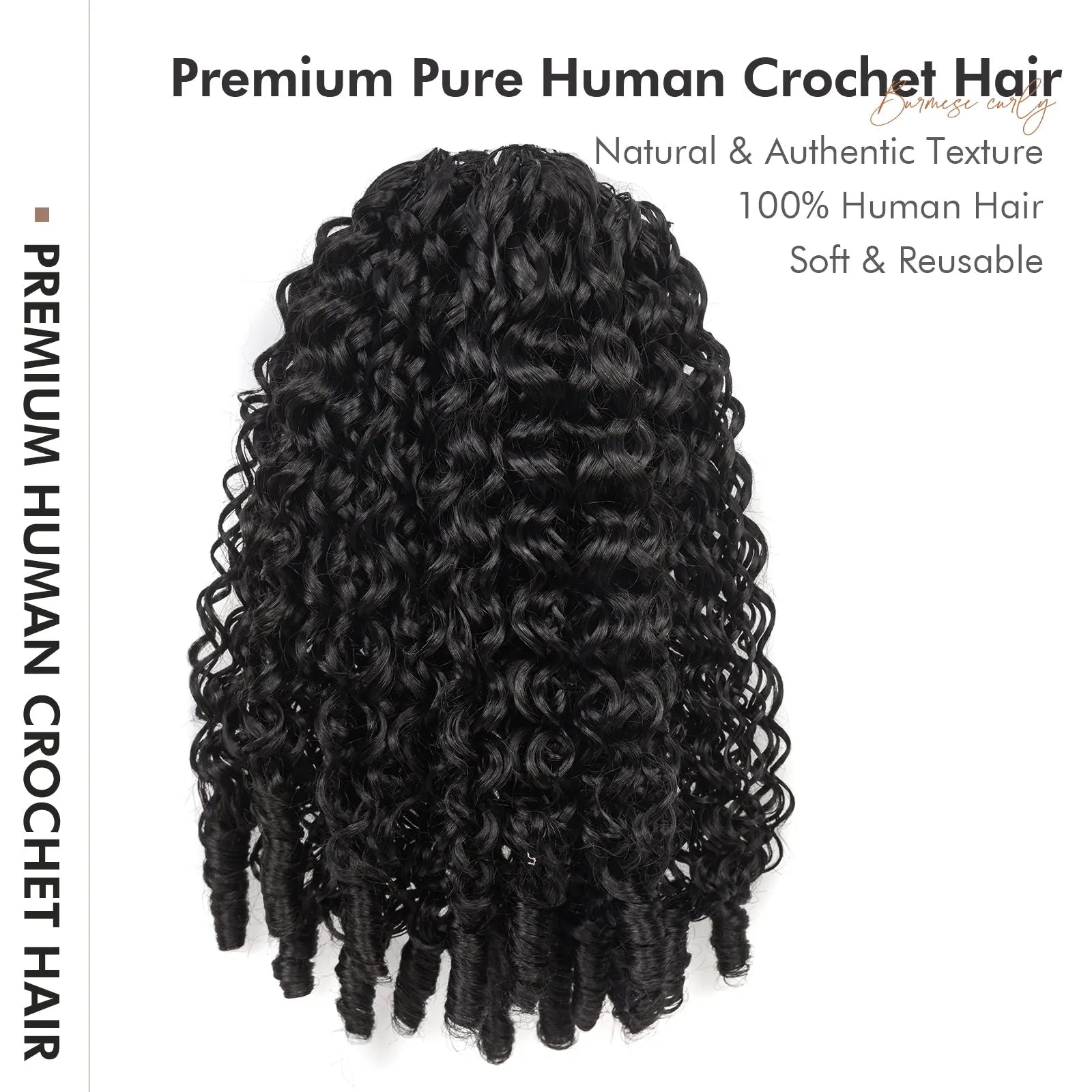 Toyotress® Human Crochet Hair Burmese Curly Hair Feather-Line Invisible Knotless Braiding Hair Extensions Toyotress