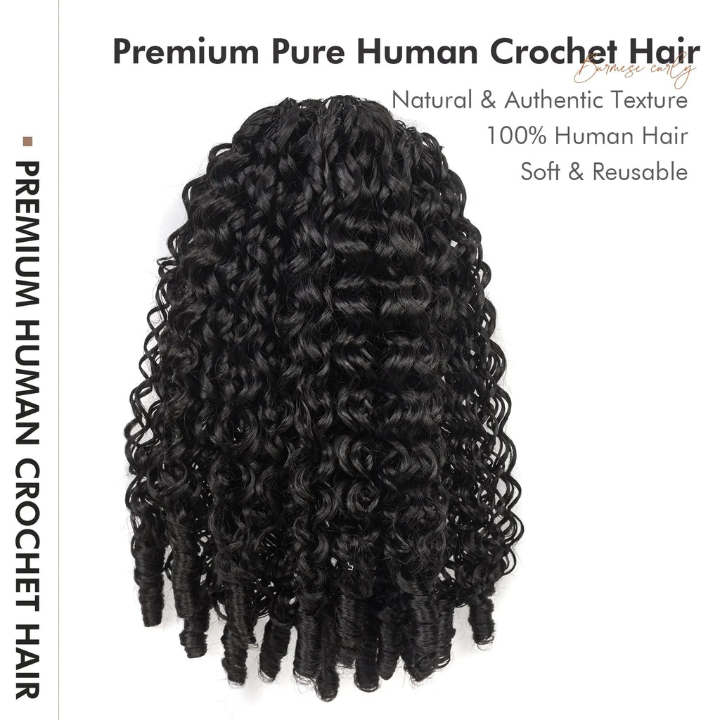 Toyotress® Human Crochet Hair Burmese Curly Hair Feather-Line Invisible Knotless Braiding Hair Extensions Toyotress