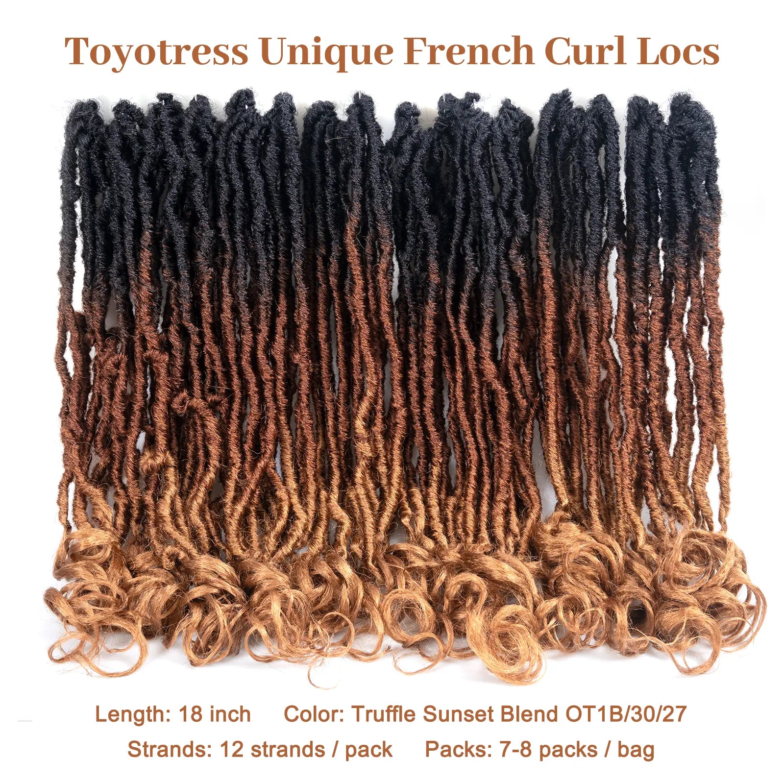 Toyotress Unique French Curl Locs Crochet French Locs With Curly Ends Crochet Hair Pre Looped French Curl Braiding Hair for Women