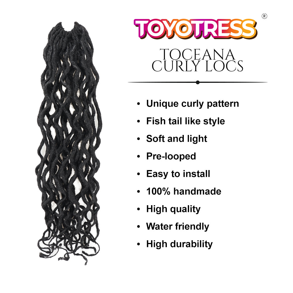 ToyoTress Toceana Curly Locs Crochet Hair - Pre-twisted Distressed Mermaid Crochet Braids Pre-looped Synthetic Braiding Hair Extensions