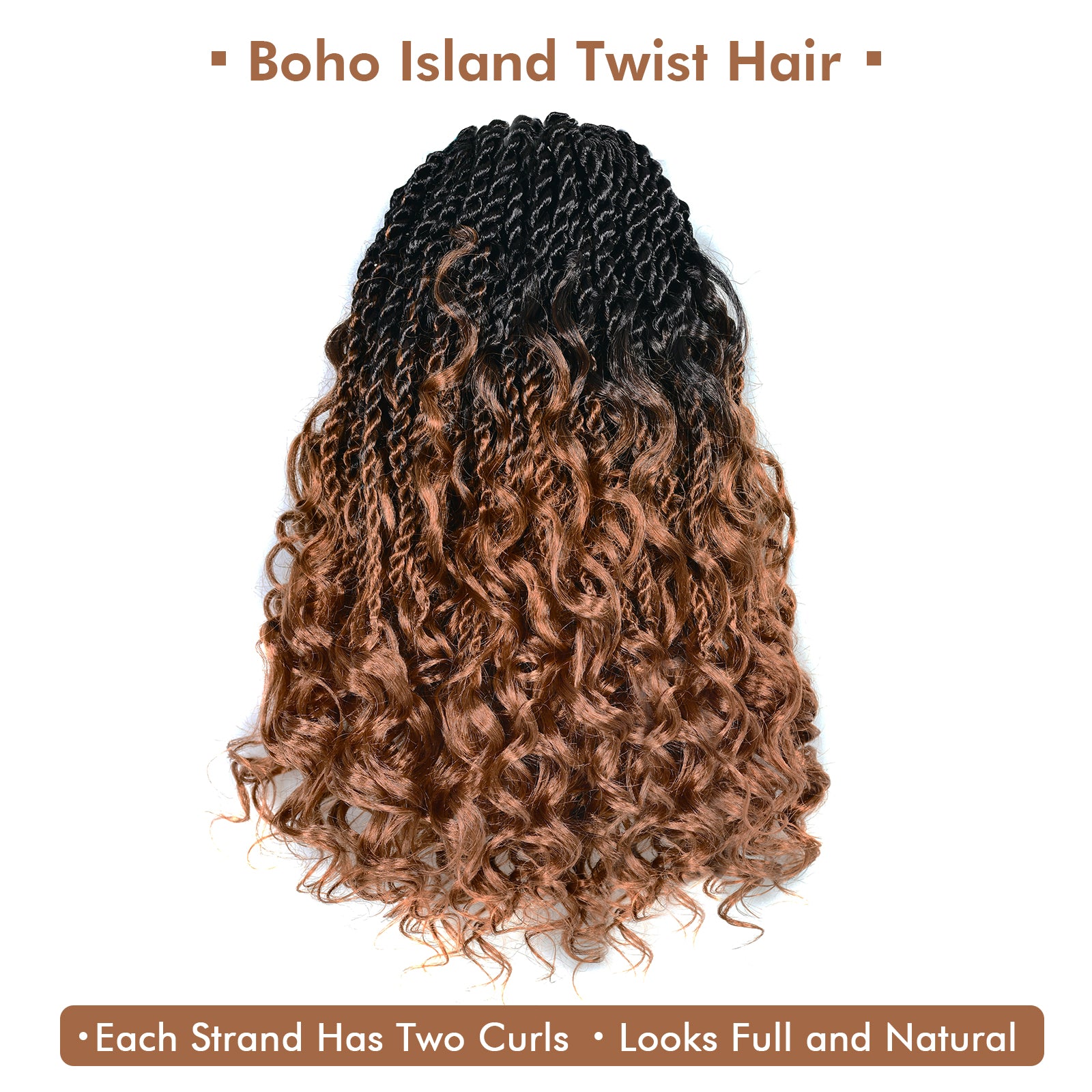 ( US ONLY) FAST SHIPPING ISLAND TWIST | ToyoTress Boho Island Twist Crochet Hair - 8 Packs Short Bob Ombre Brown Boho Havana Twist Crochet Braids Synthetic Braiding Hair