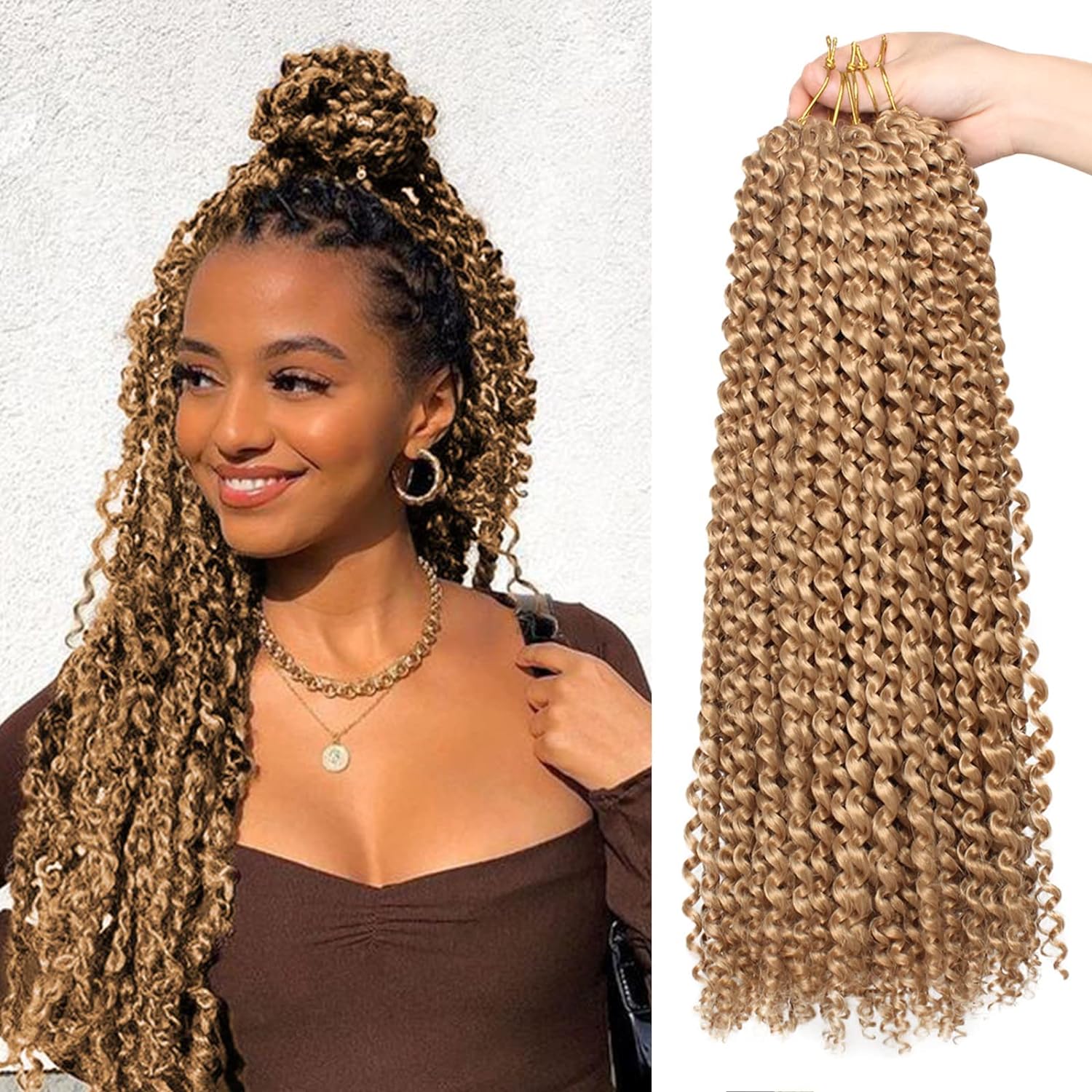 TOYOTRESS Water Wave Passion Twist Hair - Ombre Orange Water Wave Crochet Braids Synthetic Braiding Hair Extensions