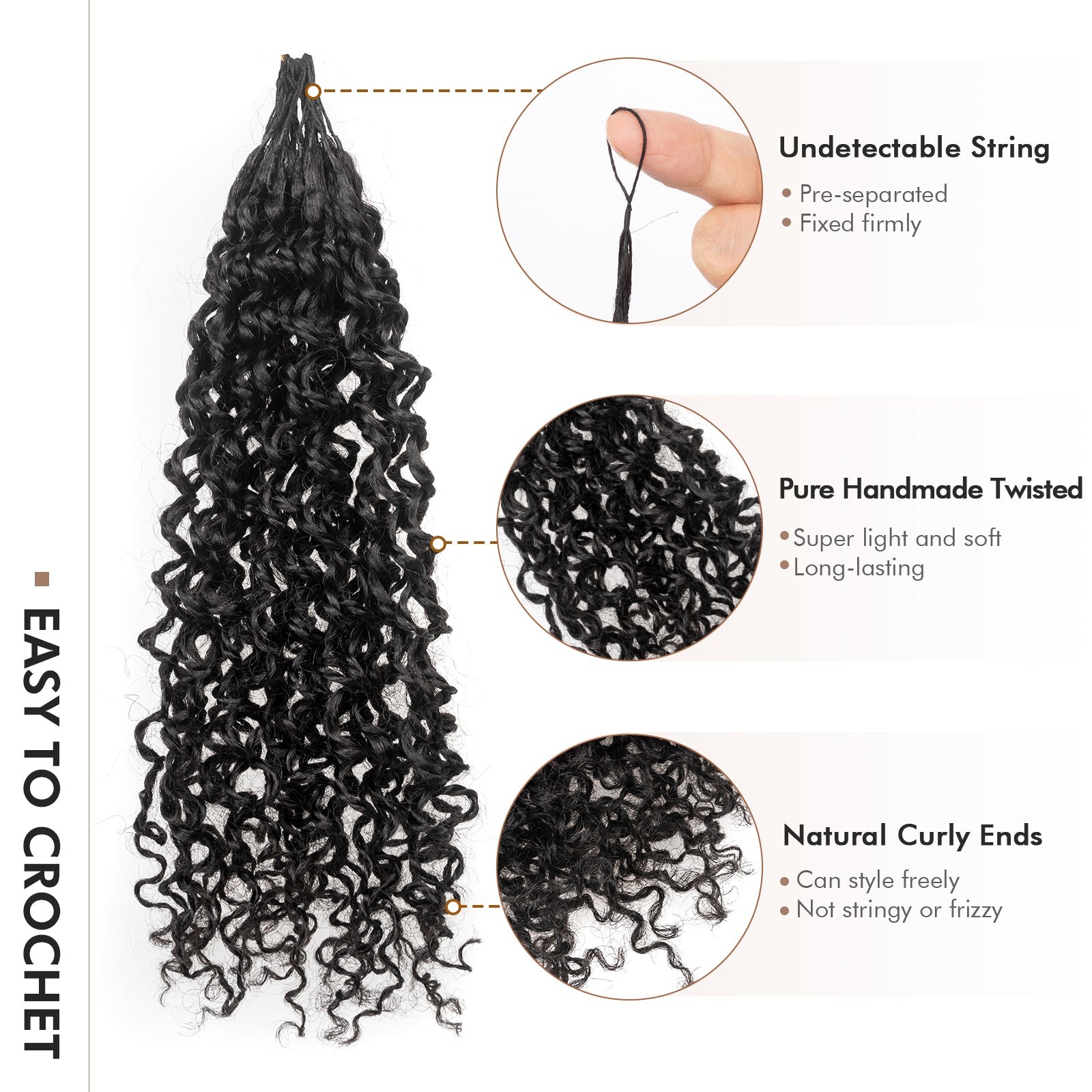 ToyoTress® Yanky Twist Human Hair Crochet Hair - 100% Human Crochet Passion Twist Hair Handmade Pre-twisted Crochet Twist, Pre-looped Cuban Twist Hair Extensions