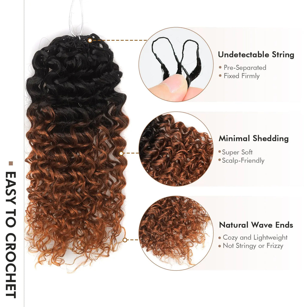 Toyotress® Knotless Pre-Separated Human Crochet Hair Kinky Curly Spring Curly Hair Extensions Human Hair Crochet Kinky Curly Toyotress