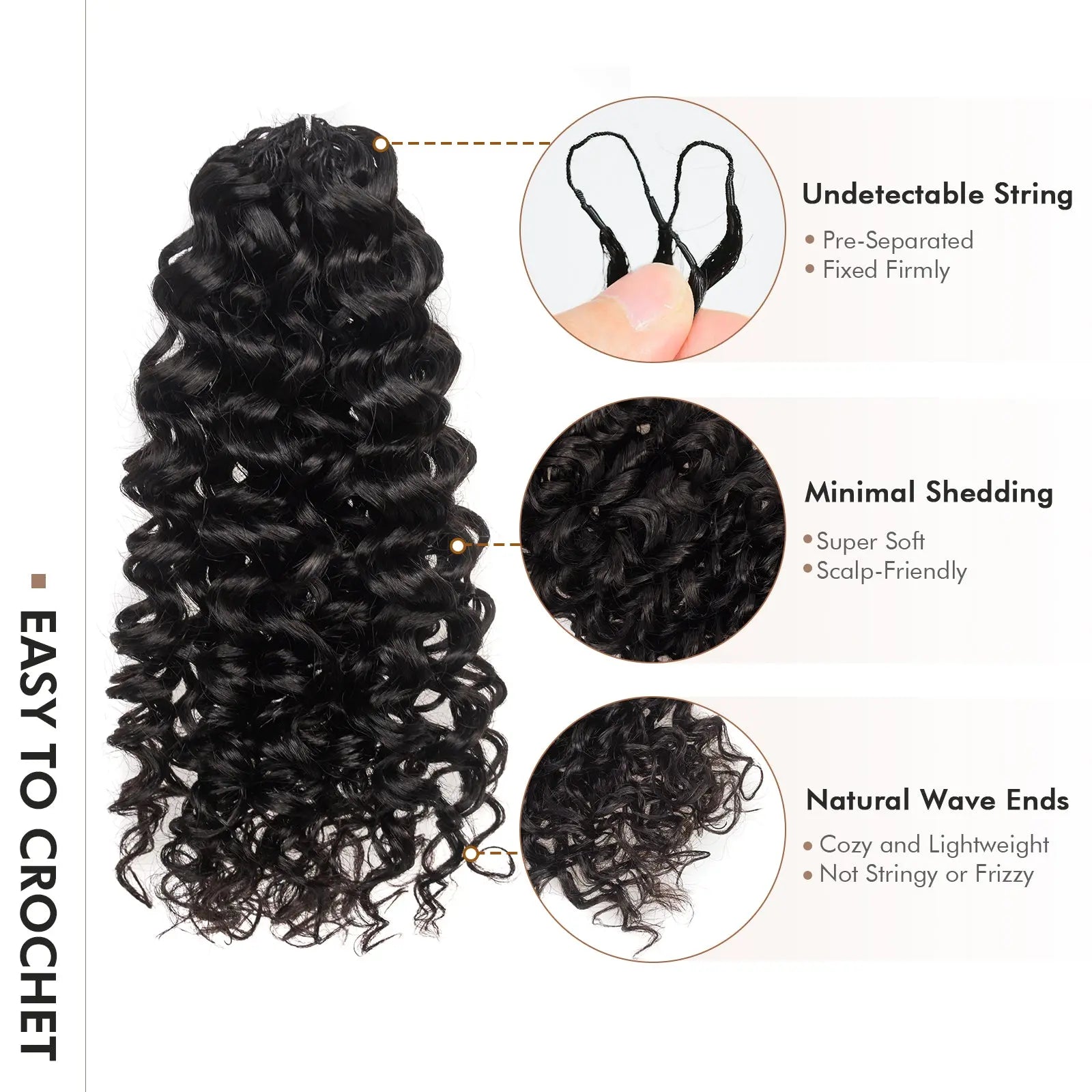 Toyotress® Knotless Pre-Separated Human Crochet Hair Kinky Curly Spring Curly Hair Extensions Human Hair Crochet Kinky Curly Toyotress