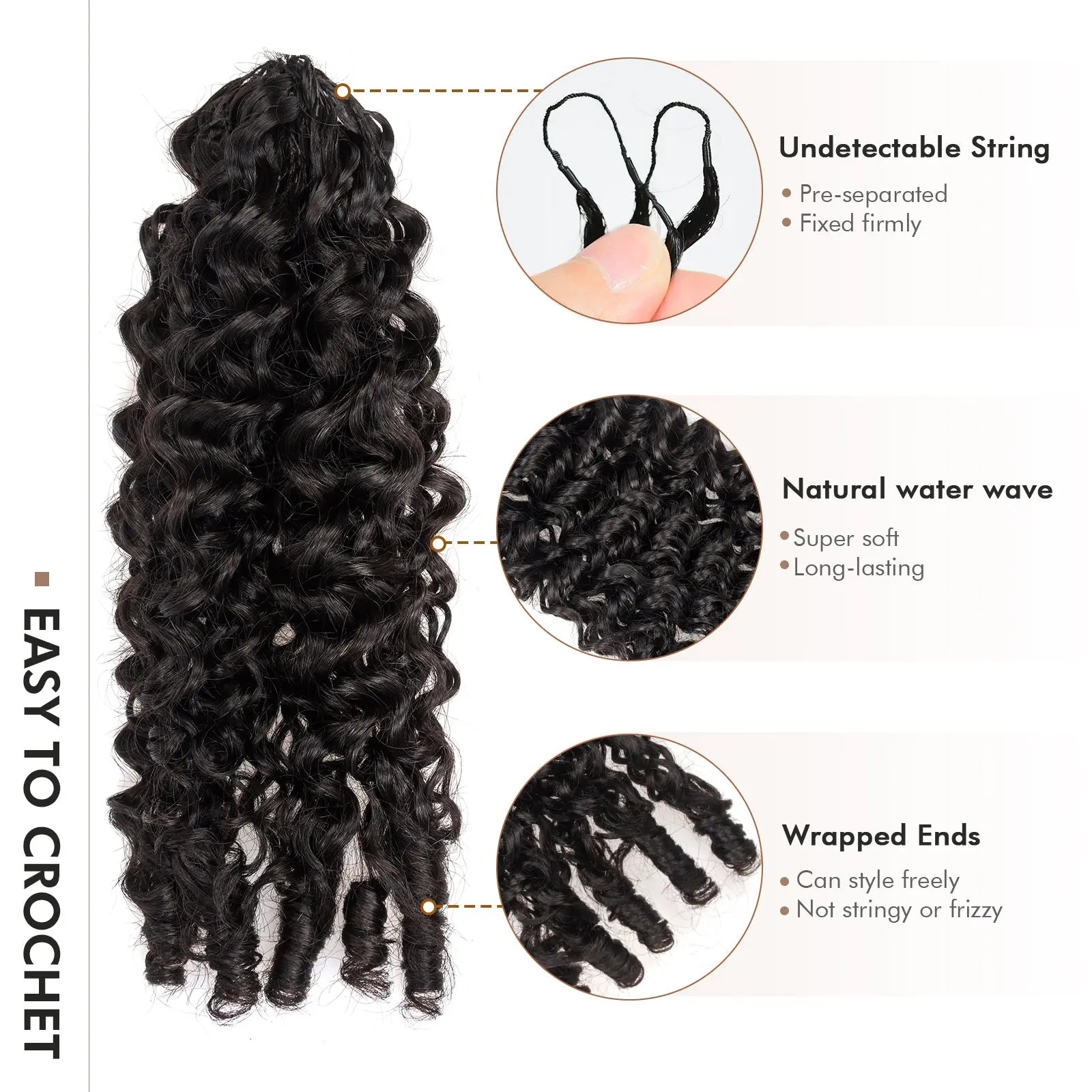 Toyotress® Human Crochet Hair Burmese Curly Hair Feather-Line Invisible Knotless Braiding Hair Extensions Toyotress