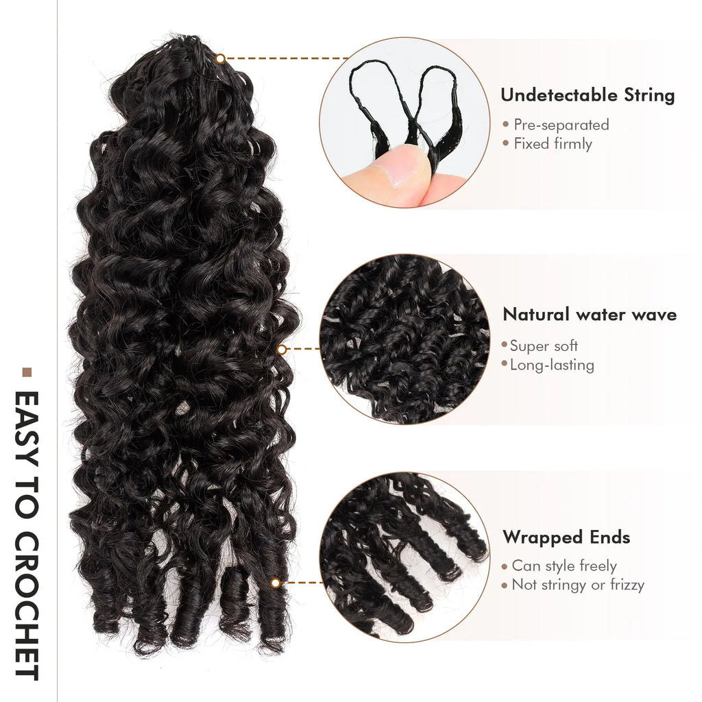 Toyotress® Human Crochet Hair Burmese Curly Hair Feather-Line Invisible Knotless Braiding Hair Extensions Toyotress