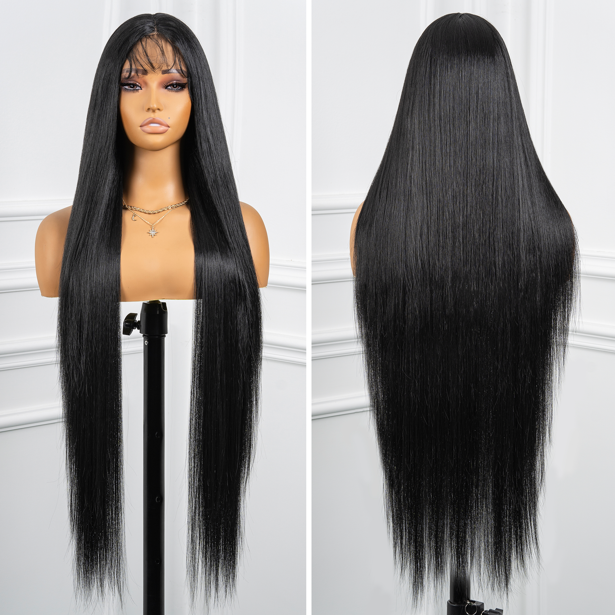 𝓟𝓲𝓼𝓬𝓮𝓼 | TOYOTRESS OUTRE LONG 36 INCH AIRY YAKI STRAIGHT T-MIDDLE PART LACE FRONT WIGS WITH BABY HAIR | 36 INCH SUPER SLAY LONG SOFT HUMAN HAIR RIVAL NATURAL BLACK  WIG(1472)