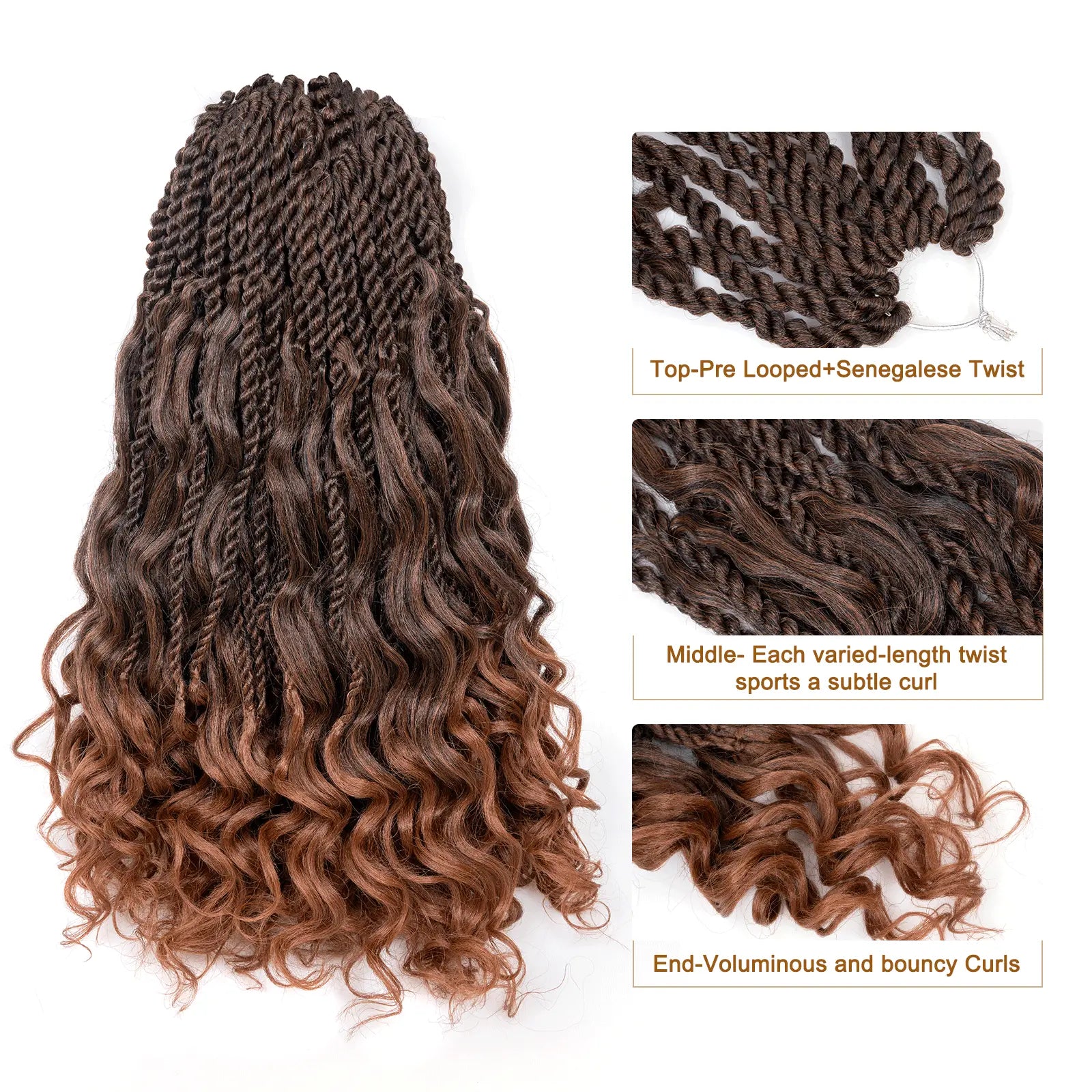 Toyotress Unique Boho Island Twist with Curls Crochet Hair 1 Pack | Crochet Senegalese Twist Pre Looped Senegalese Twist Braiding Hair Wth Curly Ends Crochet for women Toyotress