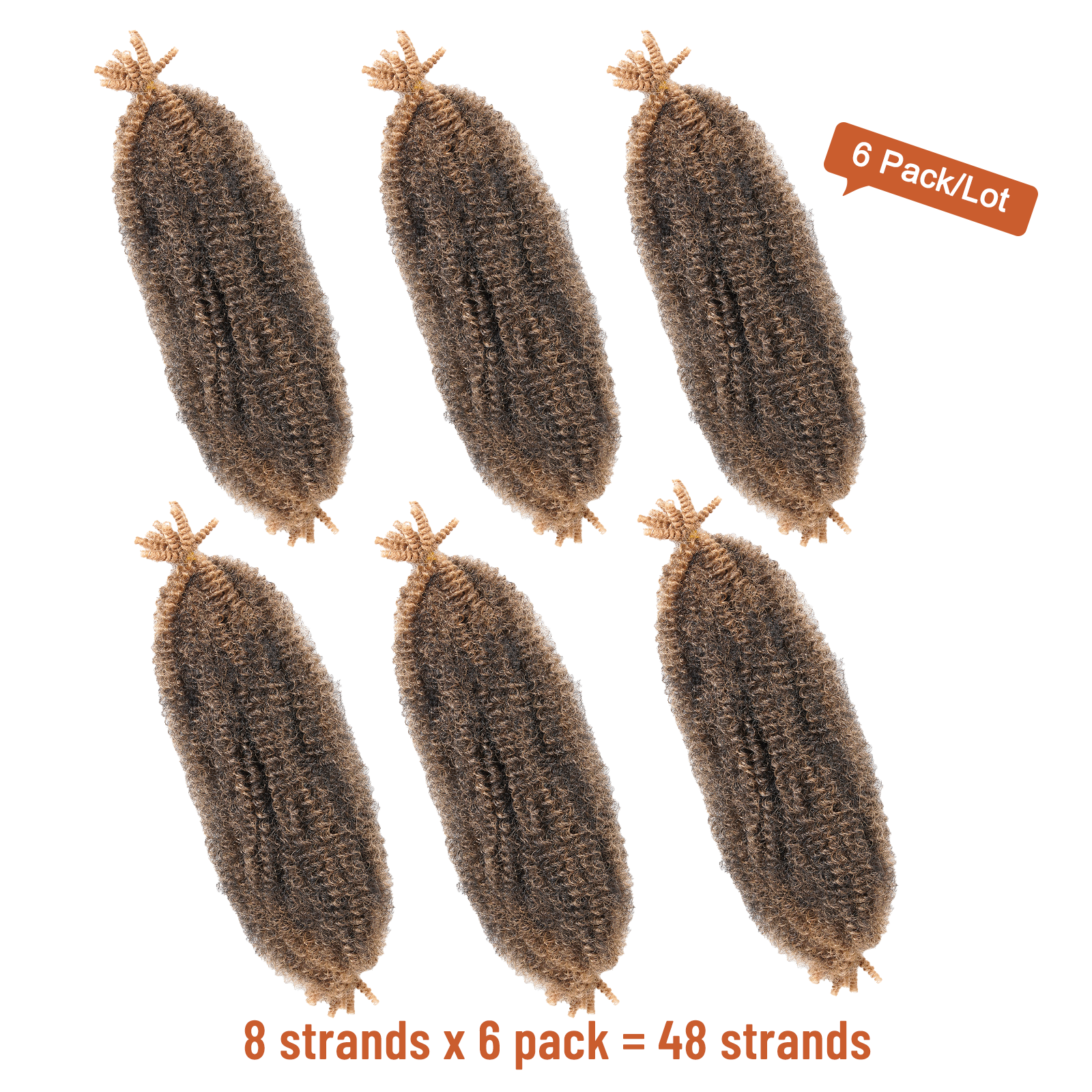 Clearance | Springy Afro Twist Hair 10-24 Inch 6 Packs | Pre-sectioned Afro Kinky Marley Twist Braiding Hair