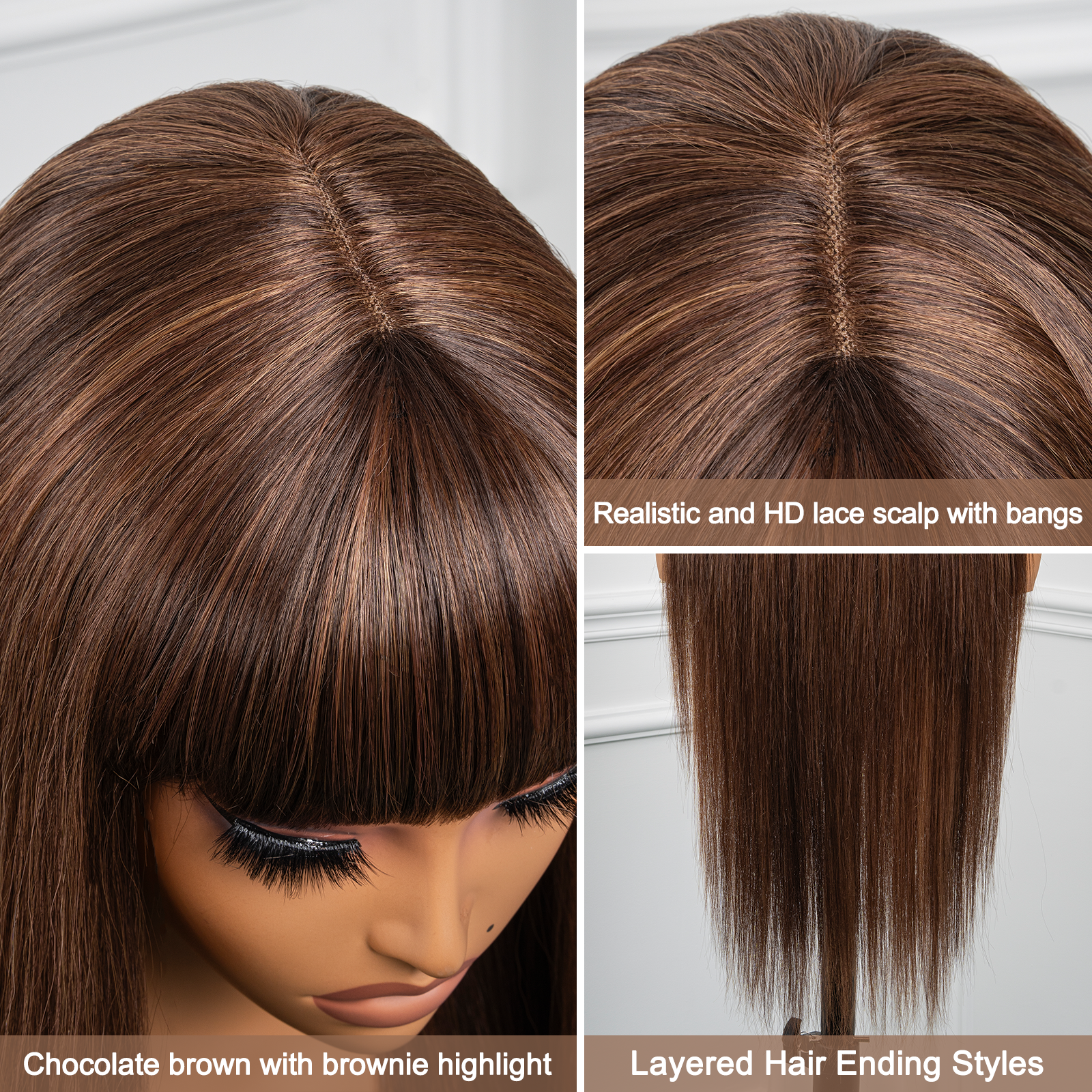TOYOTRESS AIRY HD LACE MIDDLE PART LONG STRAIGHT  WIG WITH BANGS | 26-32