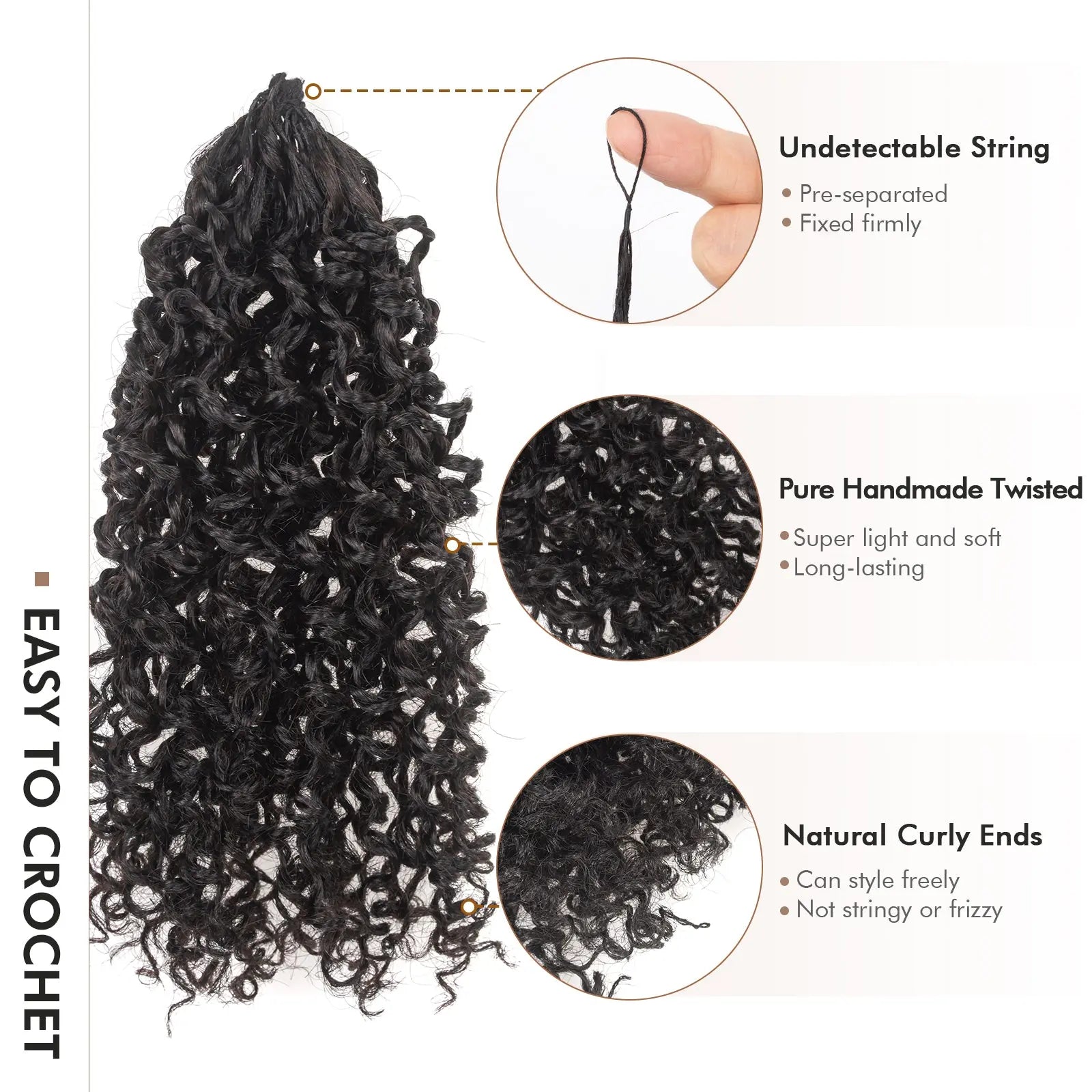 ToyoTress® Yanky Twist Human Hair Crochet Hair - 100% Human Crochet Passion Twist Hair Handmade Pre-twisted Crochet Twist, Pre-looped Cuban Twist Hair Extensions