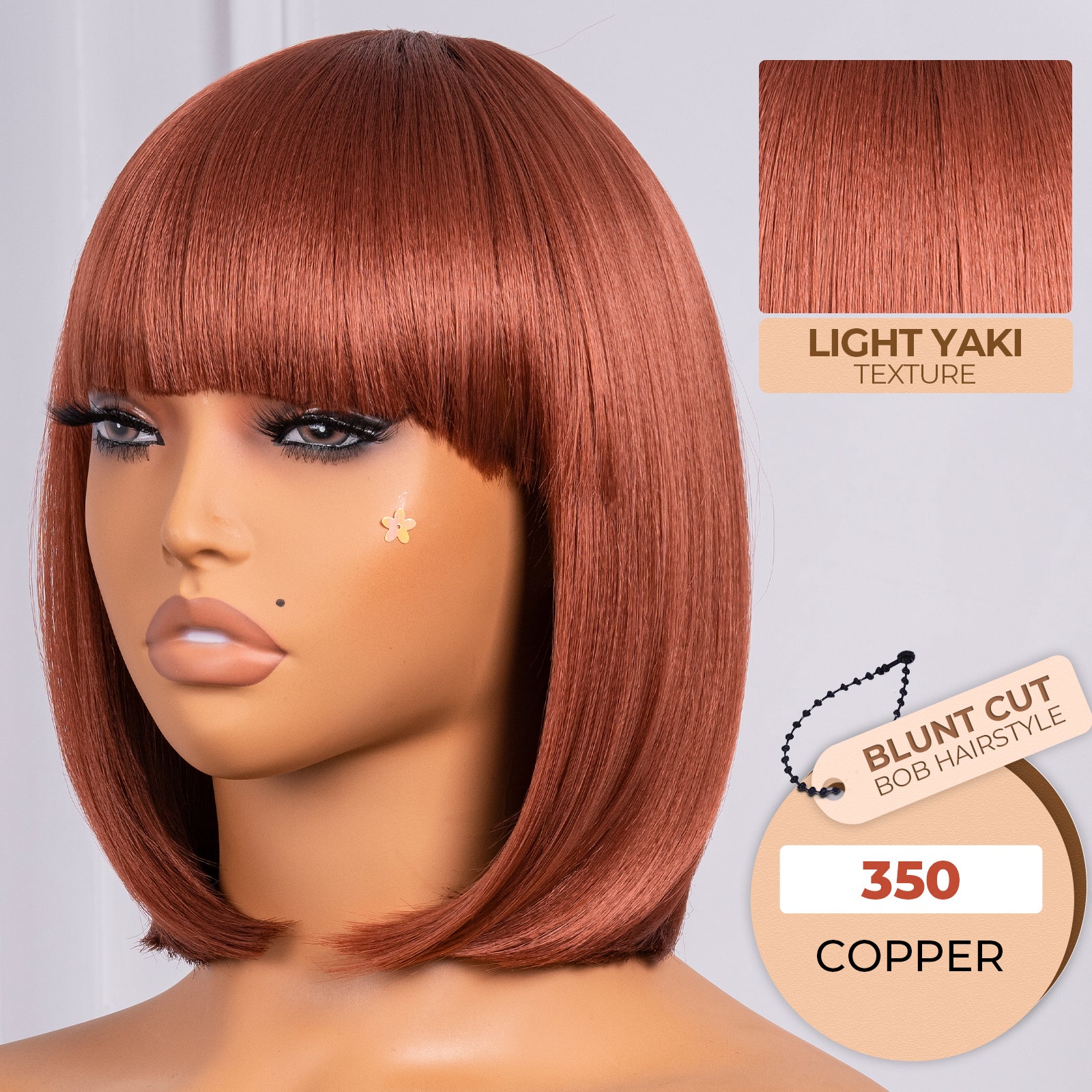 Toyotress Short Bob Synthetic Wigs | Blunt cut Natural Black Straight Wig with Bangs Synthetic Wig（612H+618）