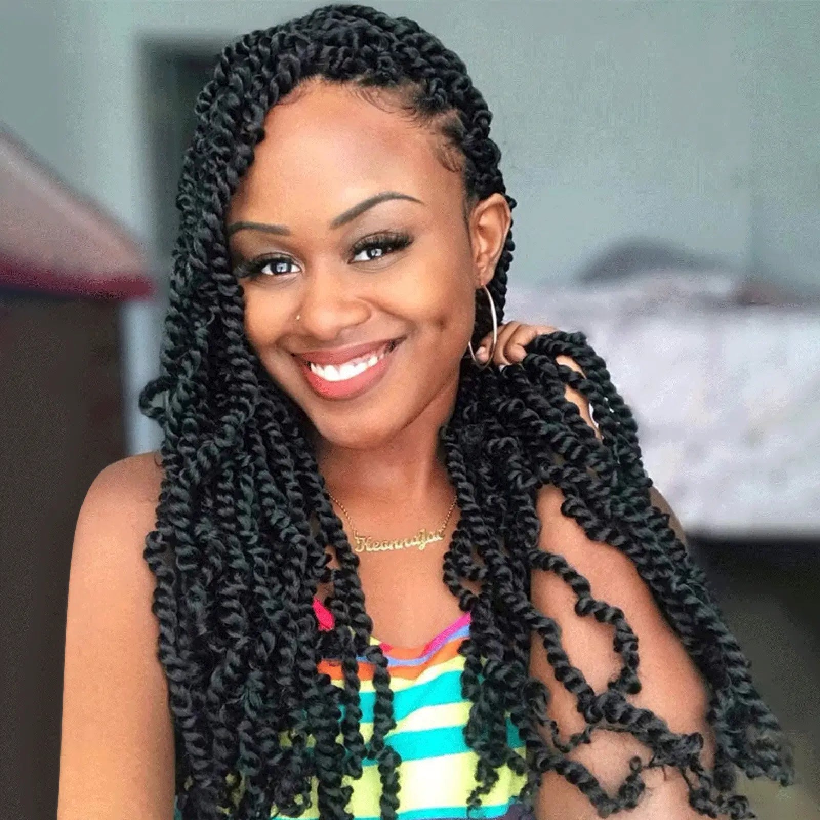 Toyotress Tiana Passion Twist Hair Pre-Twisted Pre-Looped Passion Twists Crochet Braids Made Of Bohemian Hair Synthetic Braiding Hair Extension
